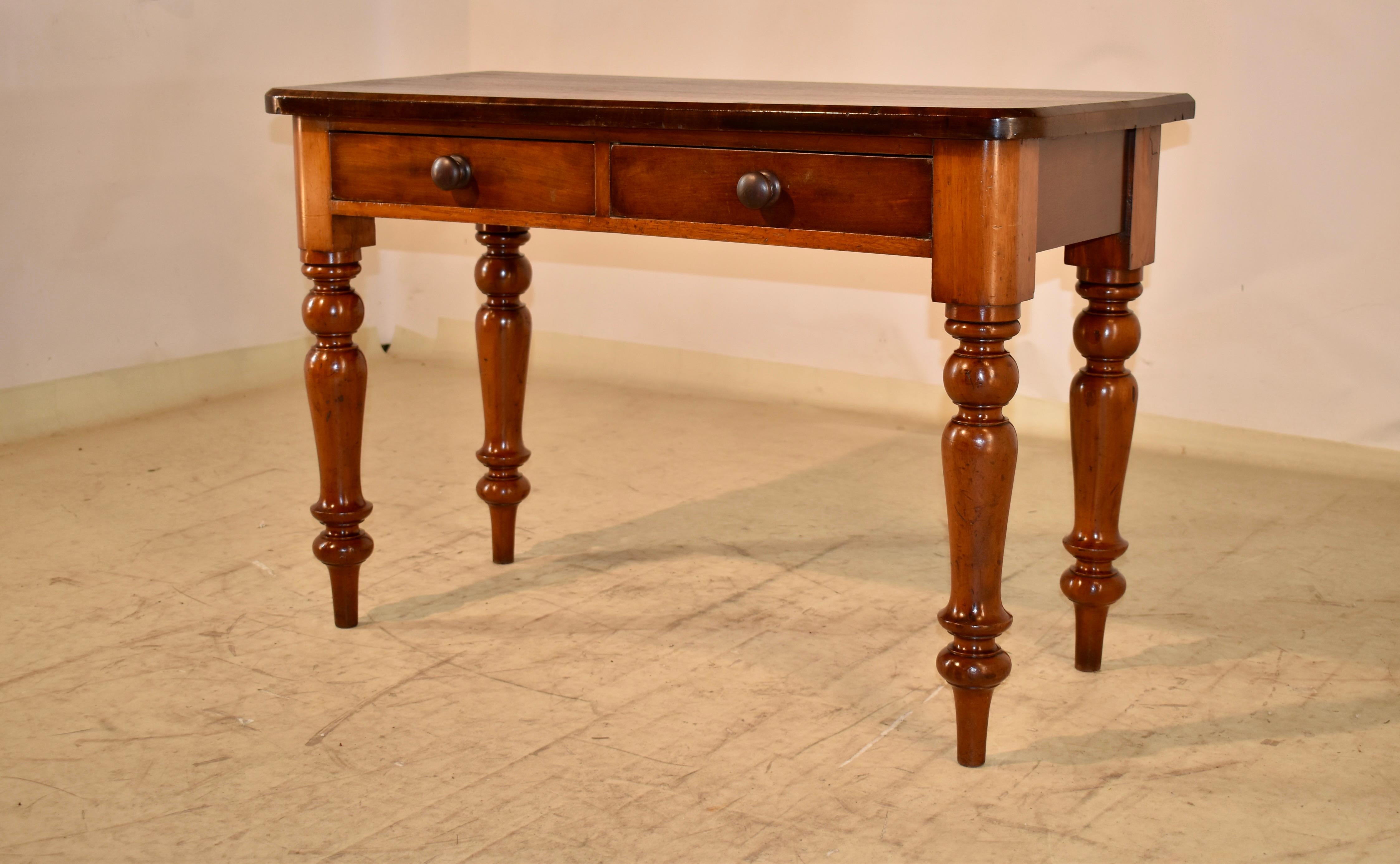 Turned 19th Century English Mahogany Console Table For Sale