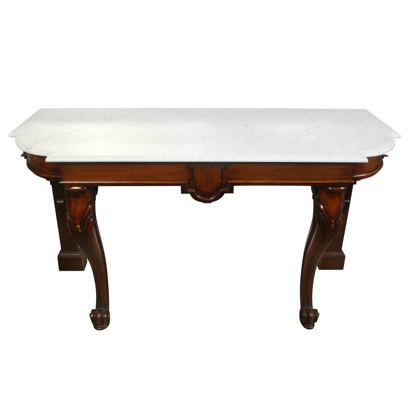19th Century English Mahogany Console with Marble Top In Good Condition For Sale In Locust Valley, NY