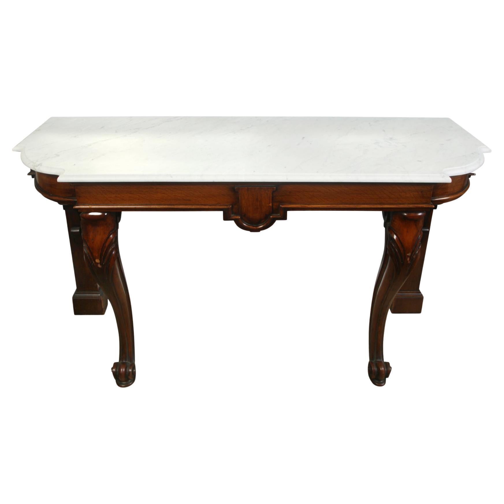 19th Century English Mahogany Console with Marble Top