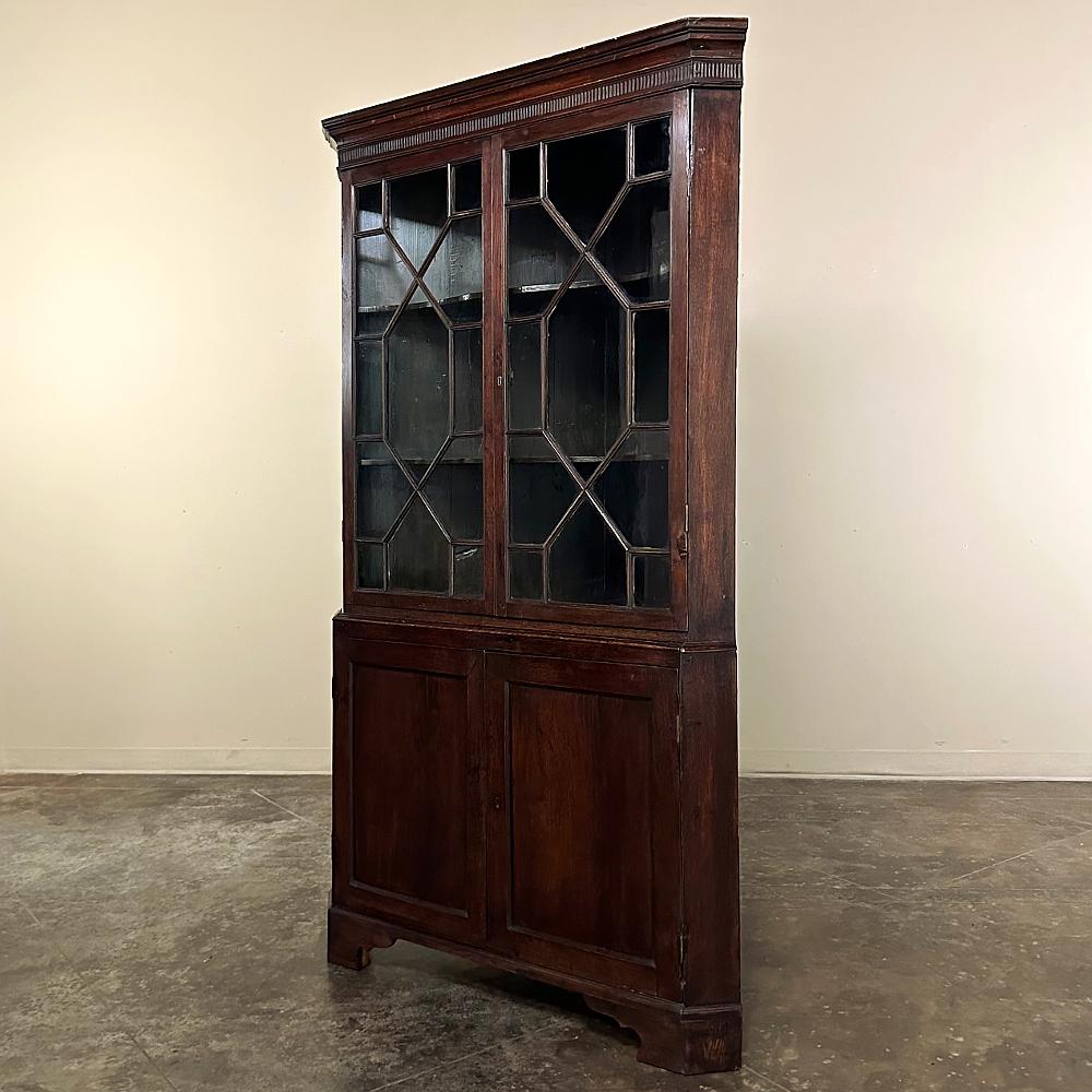 19th Century English Mahogany Corner Bookcase ~ Curio Cabinet For Sale 1