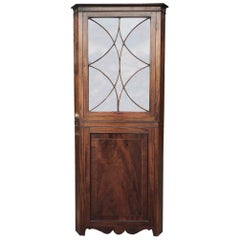 19th Century English Mahogany Corner Curio Cabinet, Vitrine