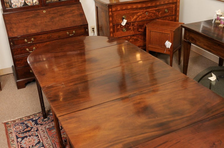 19th Century English Mahogany Dining Table with Carved Legs and 2