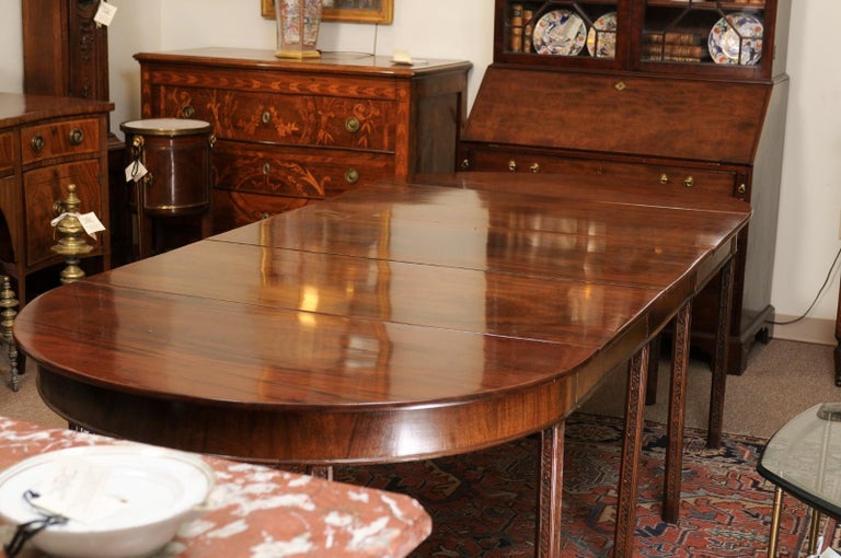 19th Century English Mahogany Dining Table with Carved Legs and 2