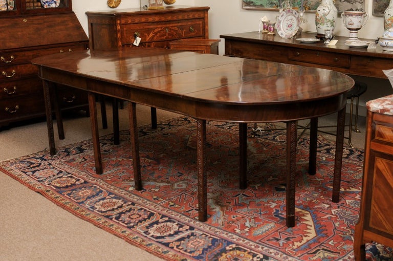 19th Century English Mahogany Dining Table with Carved Legs and 2
