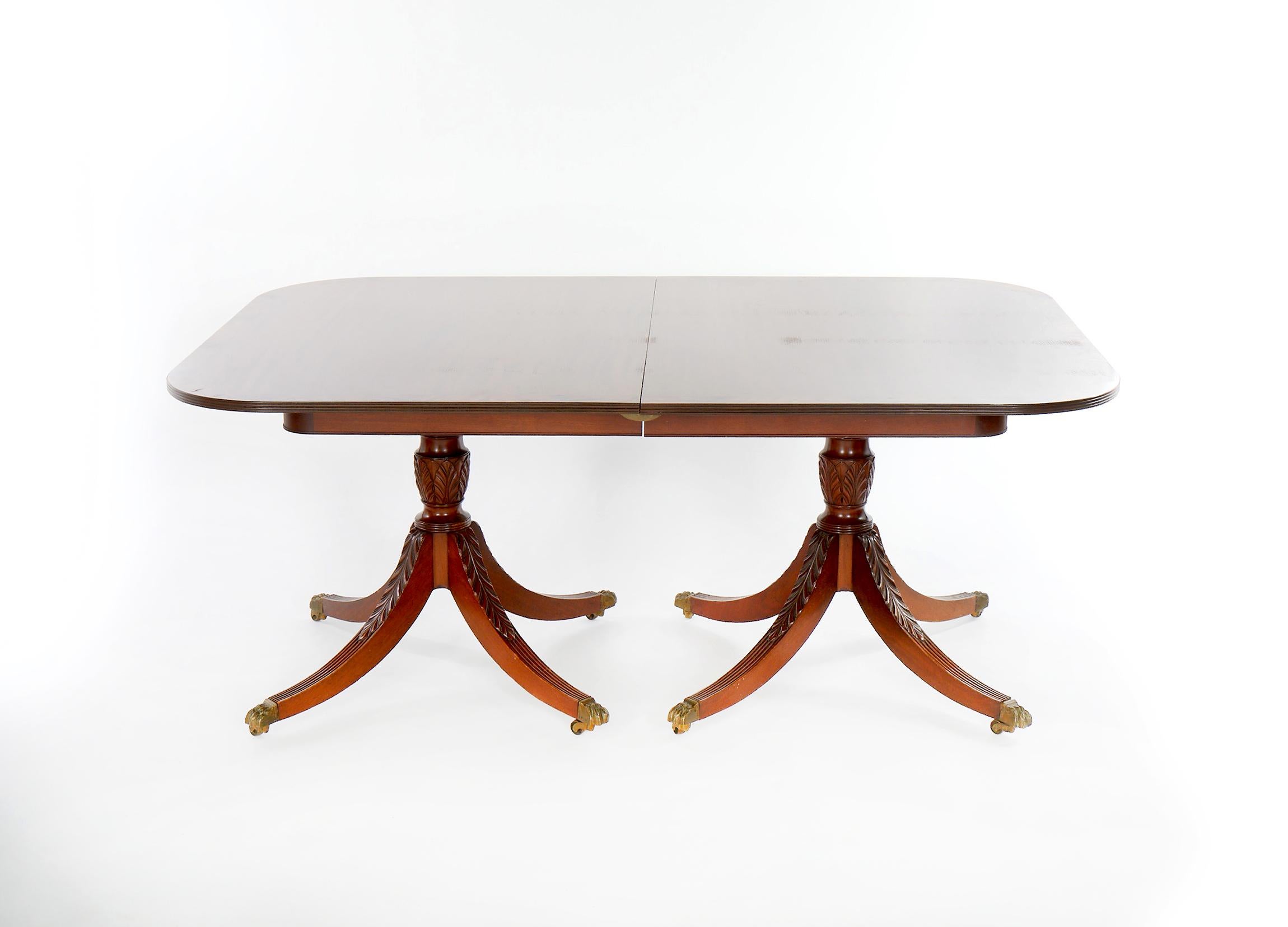 19th Century English Mahogany Double Pedestal Dining Table 4