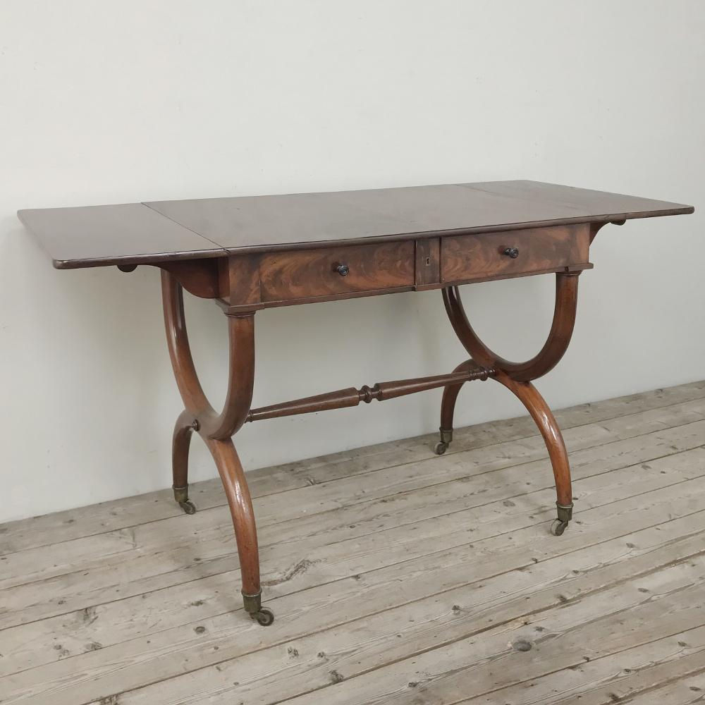 Hand-Crafted 19th Century English Mahogany Drop Leaf Desk, Table