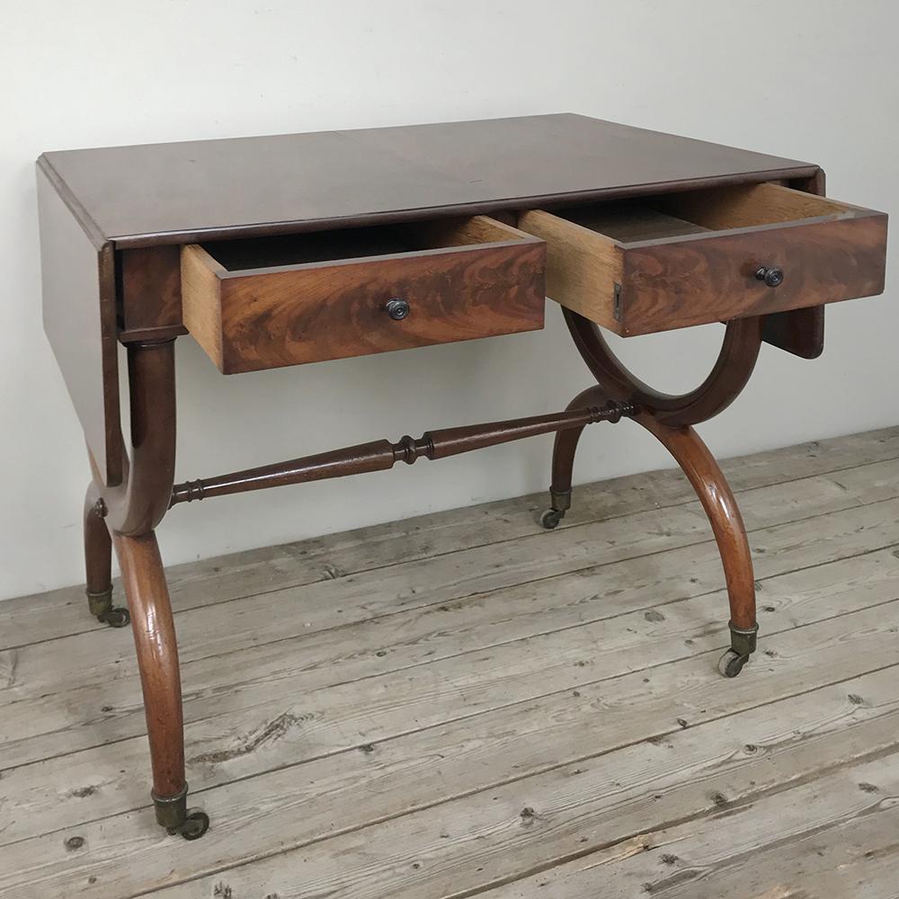 19th Century English Mahogany Drop Leaf Desk, Table 2