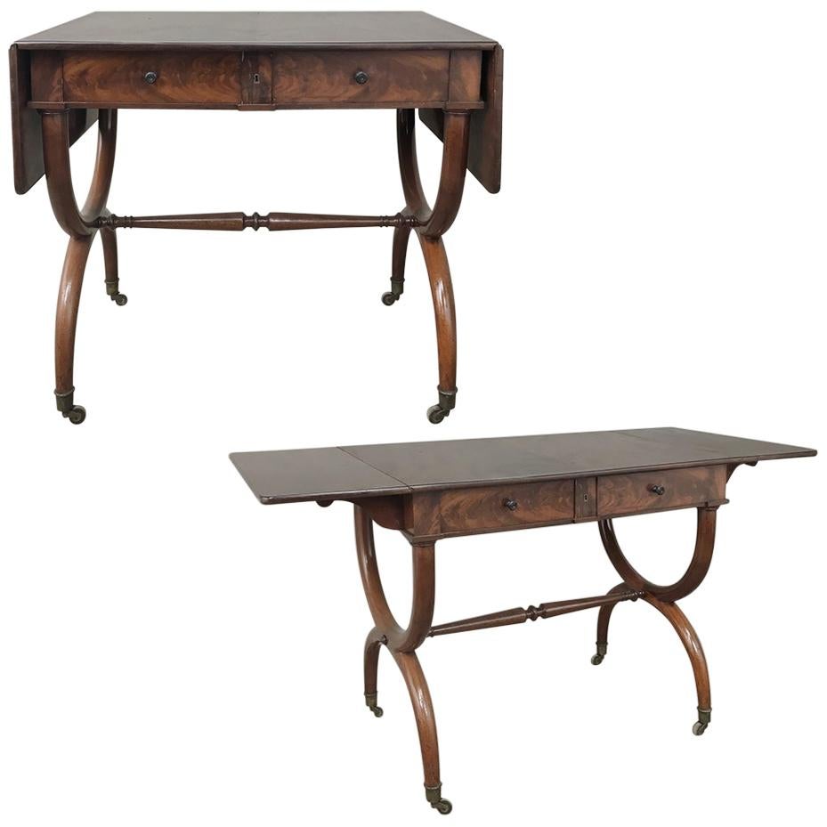 19th Century English Mahogany Drop Leaf Desk, Table