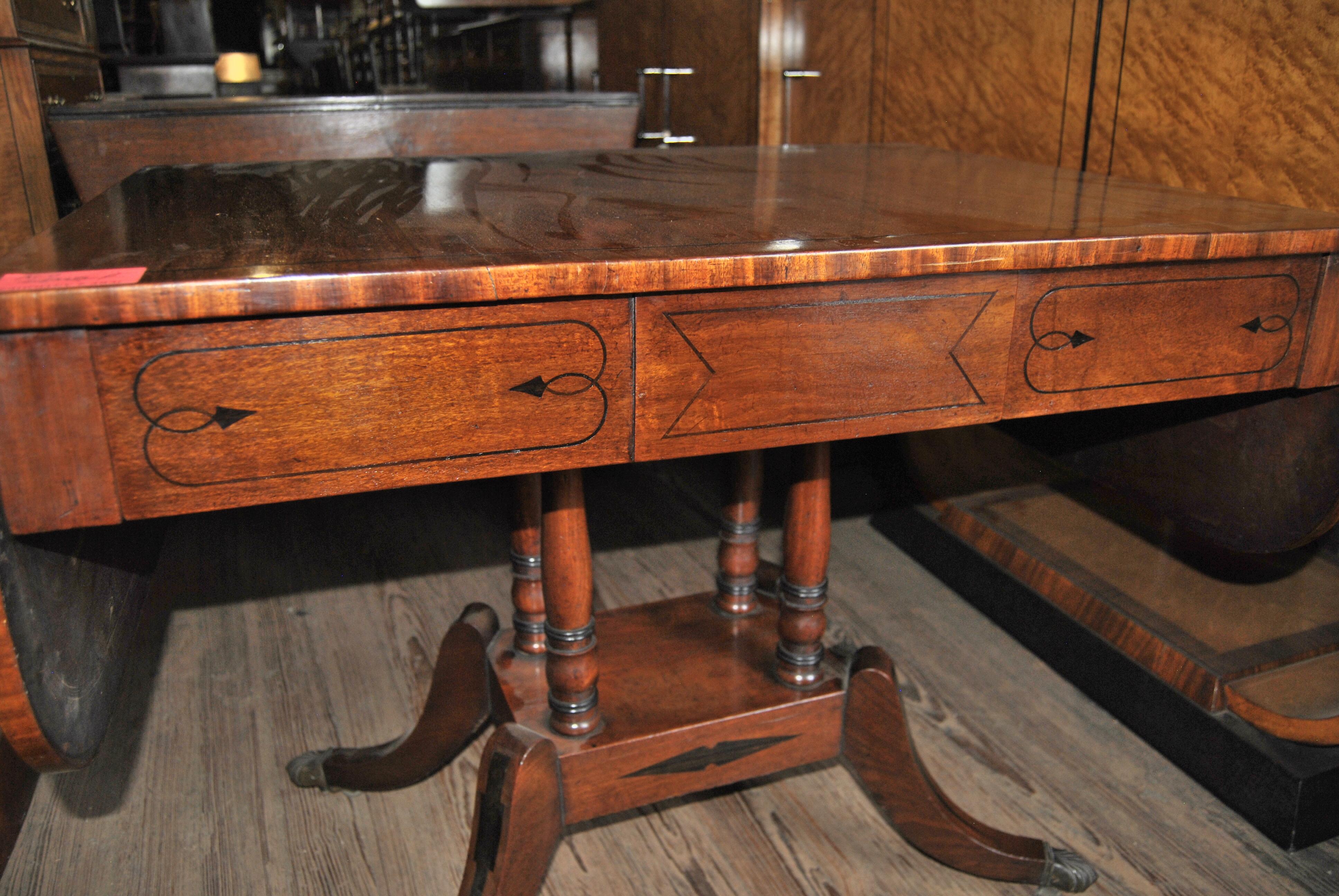 Regency 19th Century English Mahogany Drop Leaf Sofa Table For Sale