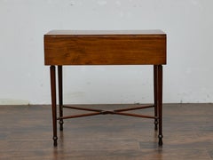 19th Century English Mahogany Drop-Leaf Table with Slender Tapering Legs