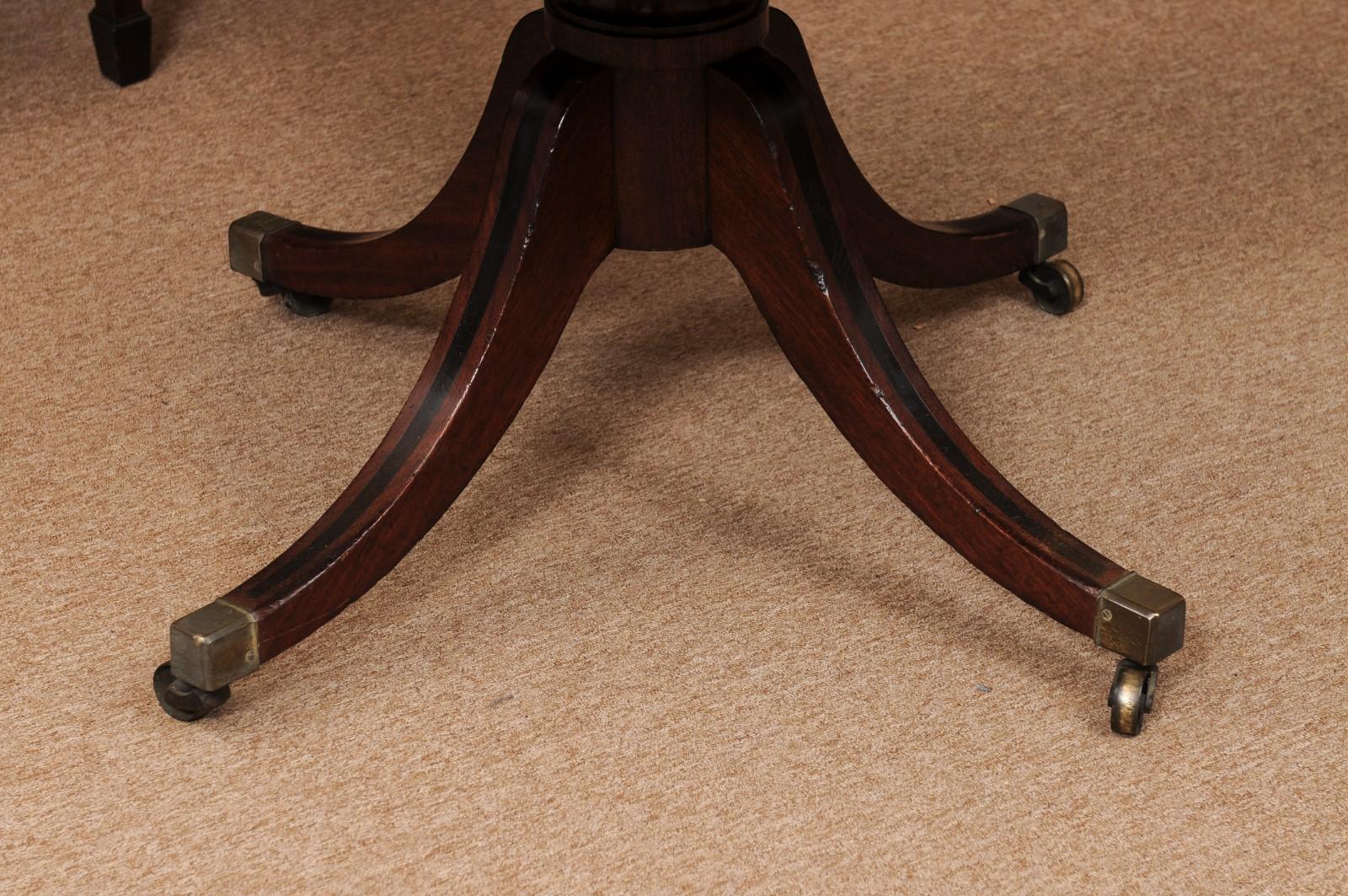 19th Century English Mahogany Drum Table with Black Leather Top For Sale 9