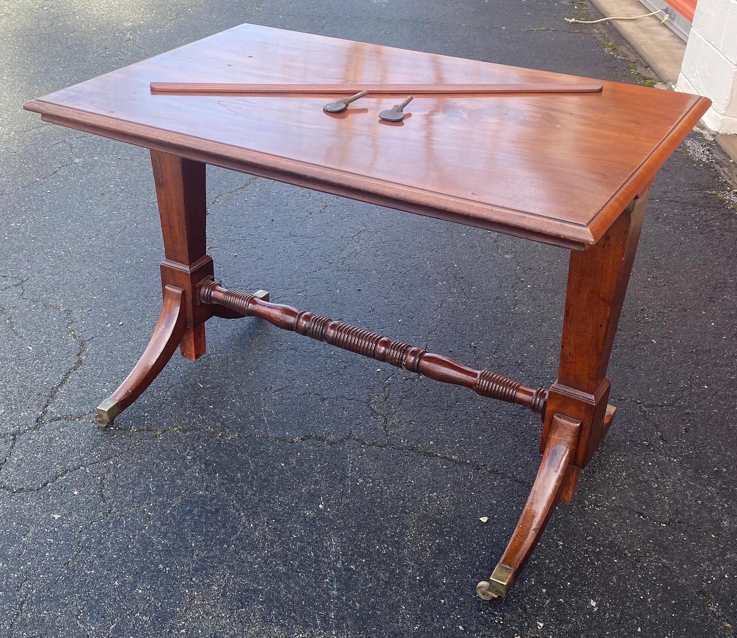 19th century English mahogany extending folio or architect's table. Great color and lines. 29.25