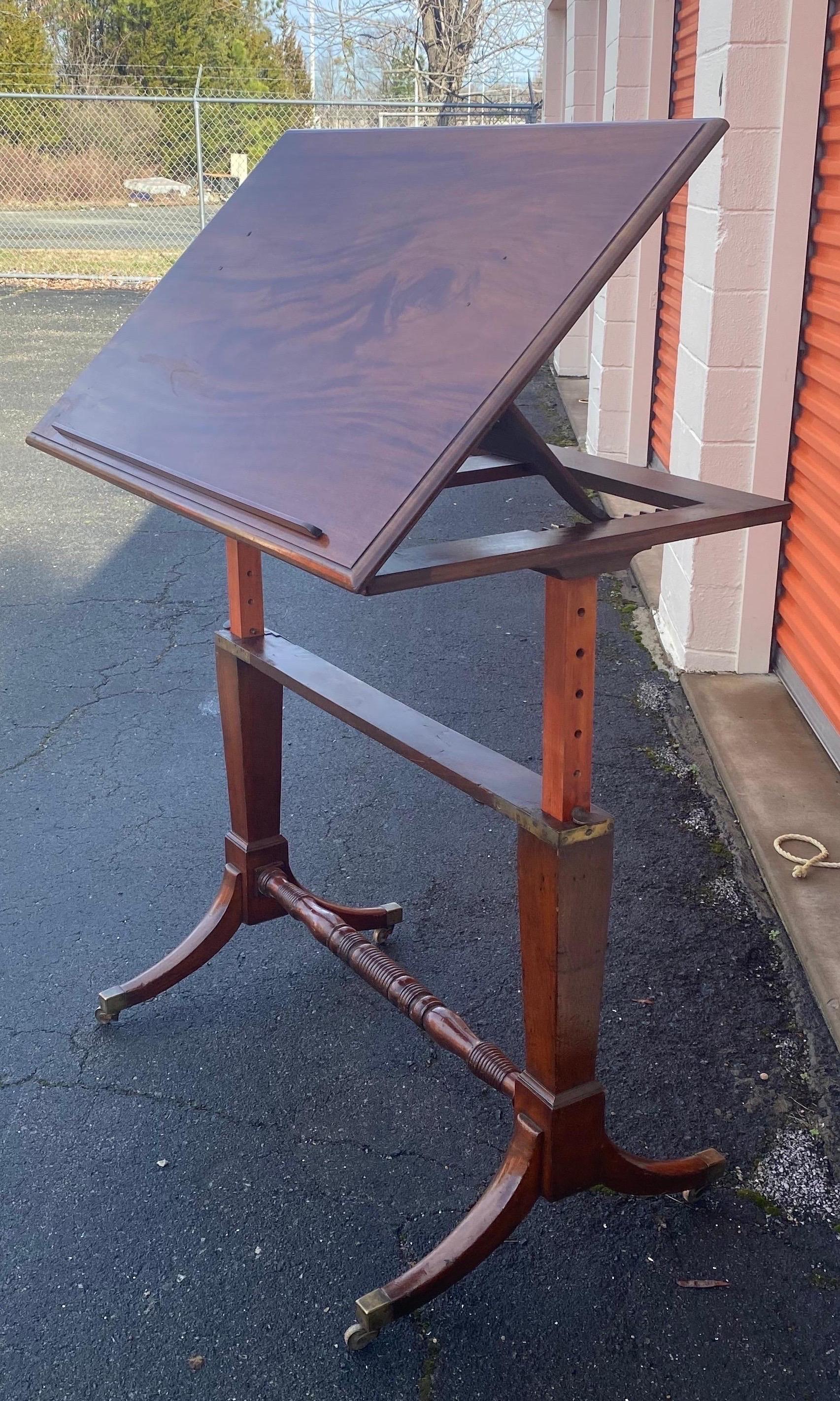 19th Century English Mahogany Extending Folio or Architect's Table In Good Condition For Sale In Charleston, SC