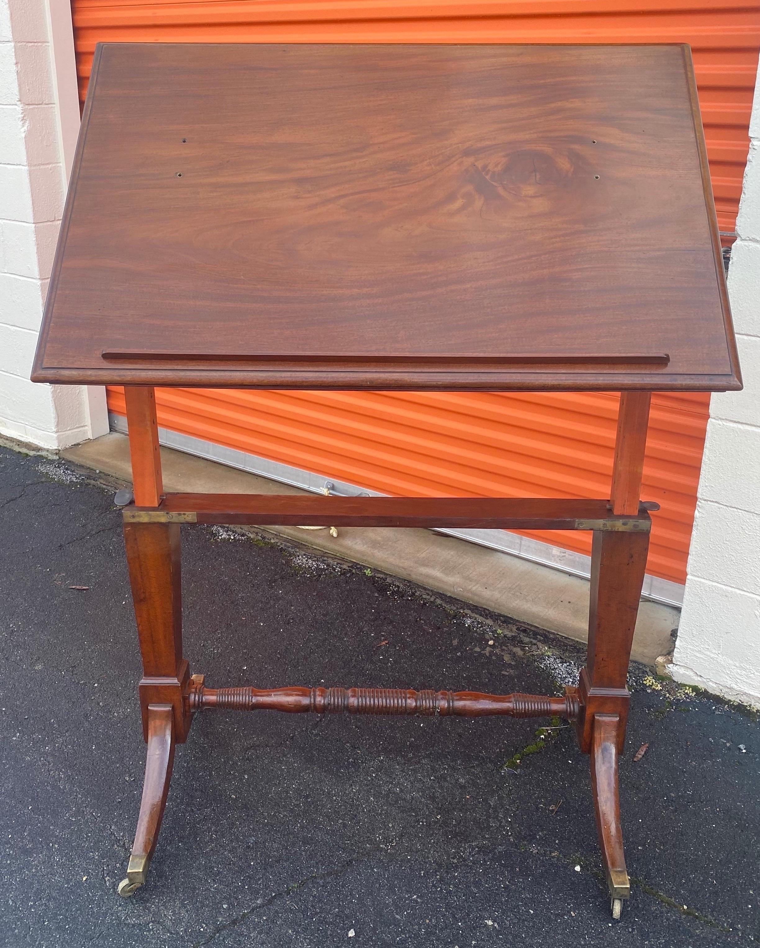 19th Century English Mahogany Extending Folio or Architect's Table For Sale 1