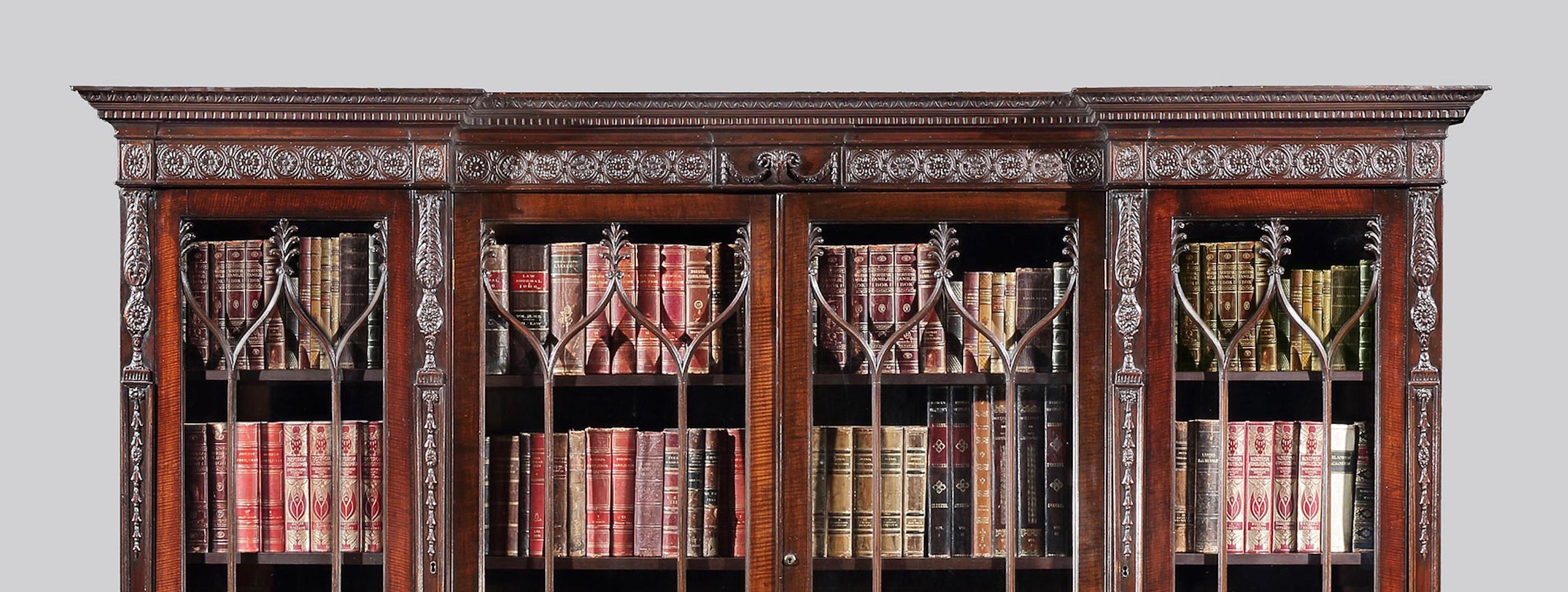 British 19th Century English Mahogany Four-Door Bookcase in the Neoclassical Manner For Sale