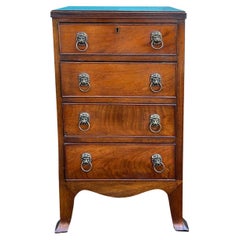 Antique 19th Century English Mahogany Four Drawer Small Chest w/ Lion Pulls