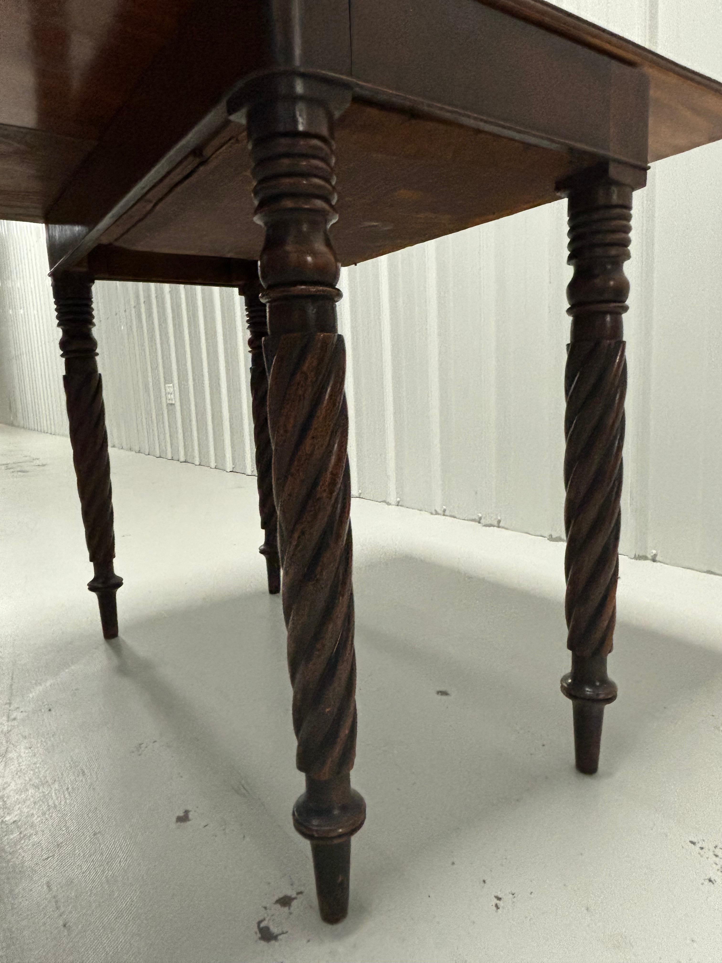 19th Century English Mahogany Game Table with Rope Twist Legs For Sale 9