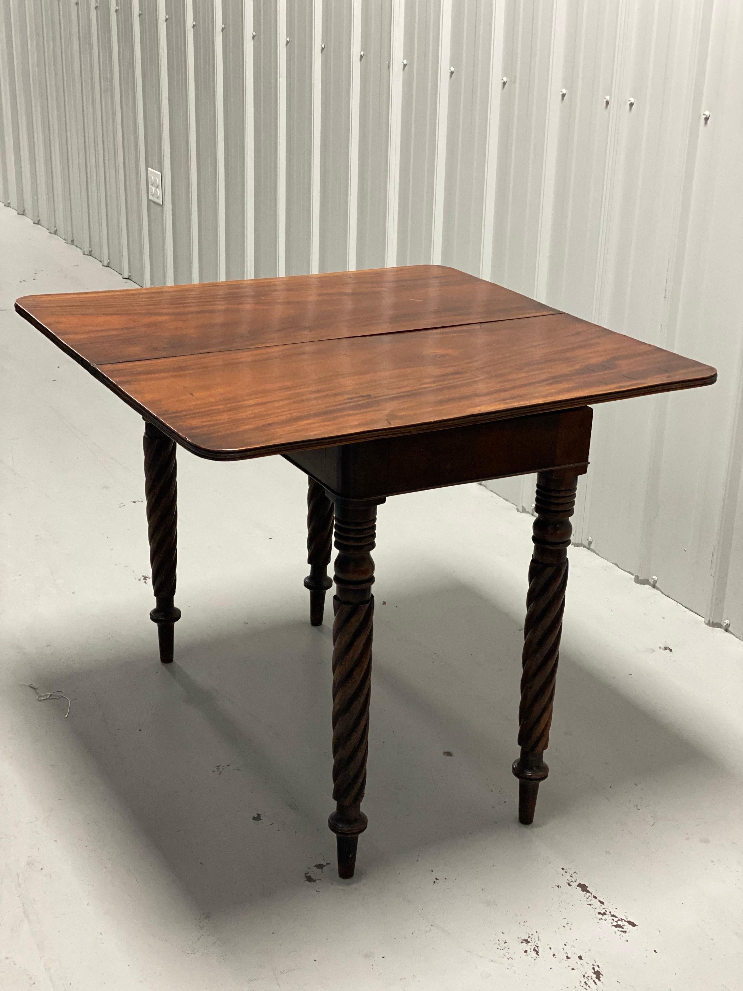 19th Century English Mahogany Game Table with Rope Twist Legs In Good Condition For Sale In Southampton, NY