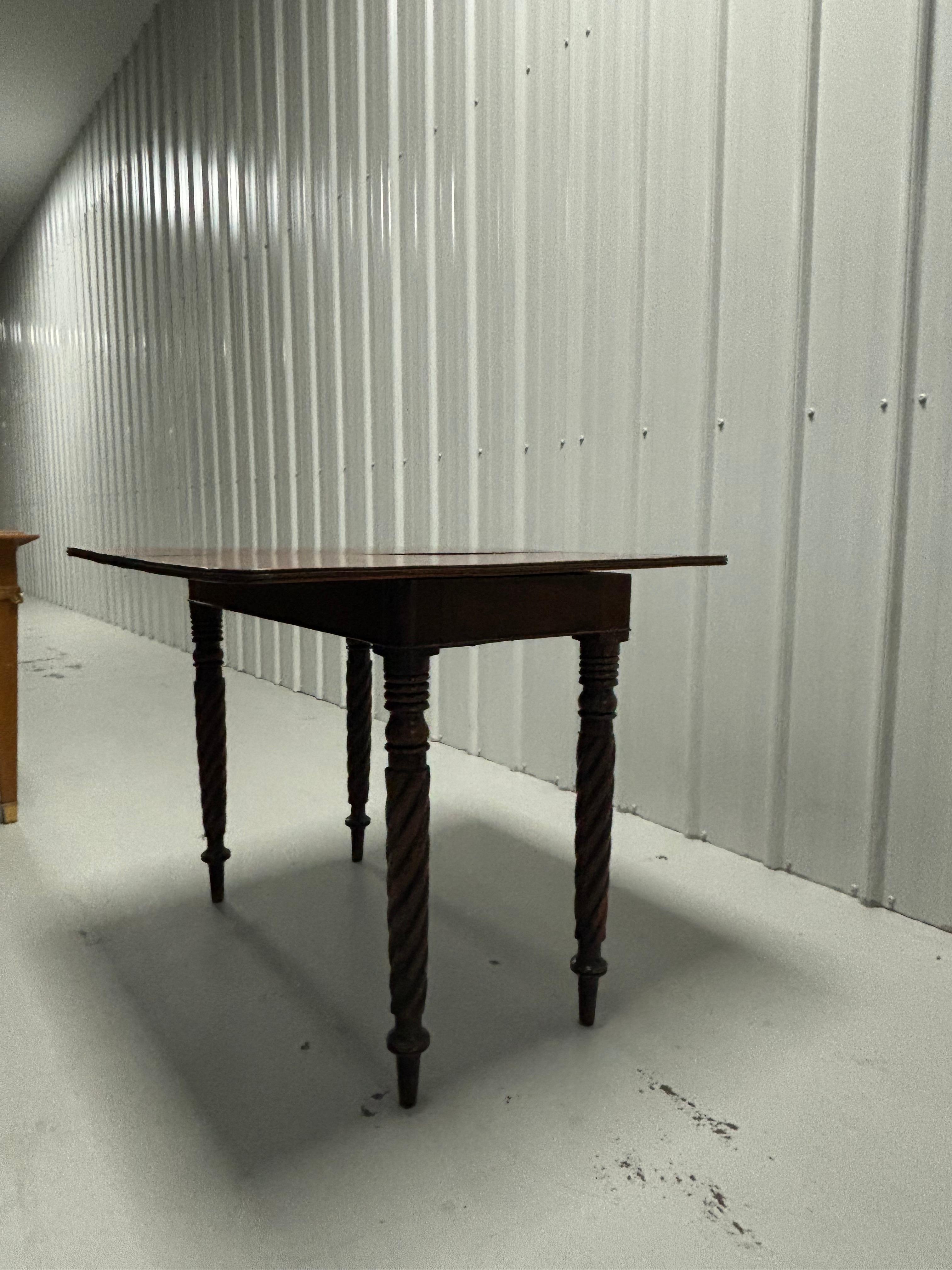 19th Century English Mahogany Game Table with Rope Twist Legs For Sale 1