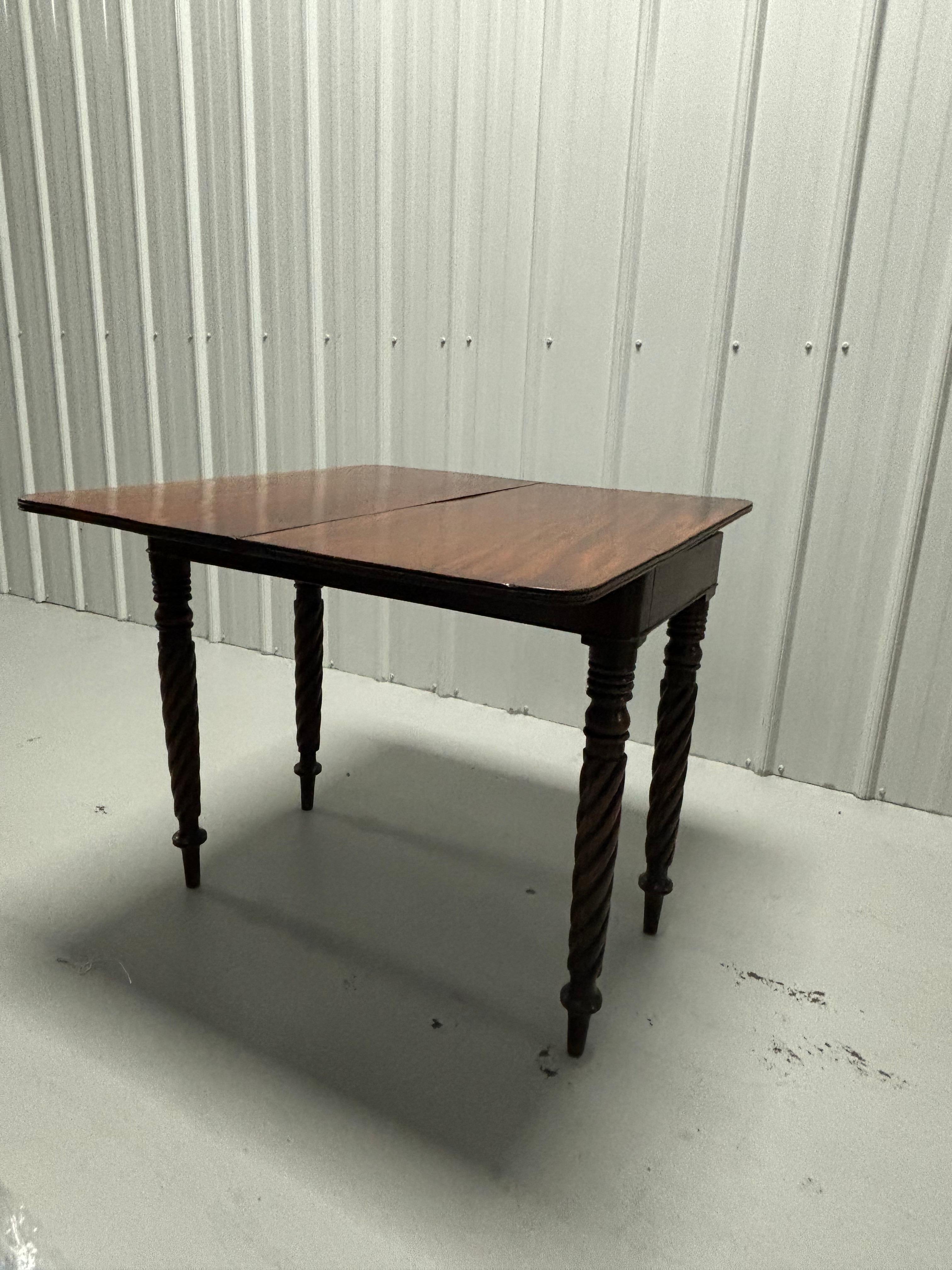 19th Century English Mahogany Game Table with Rope Twist Legs For Sale 2