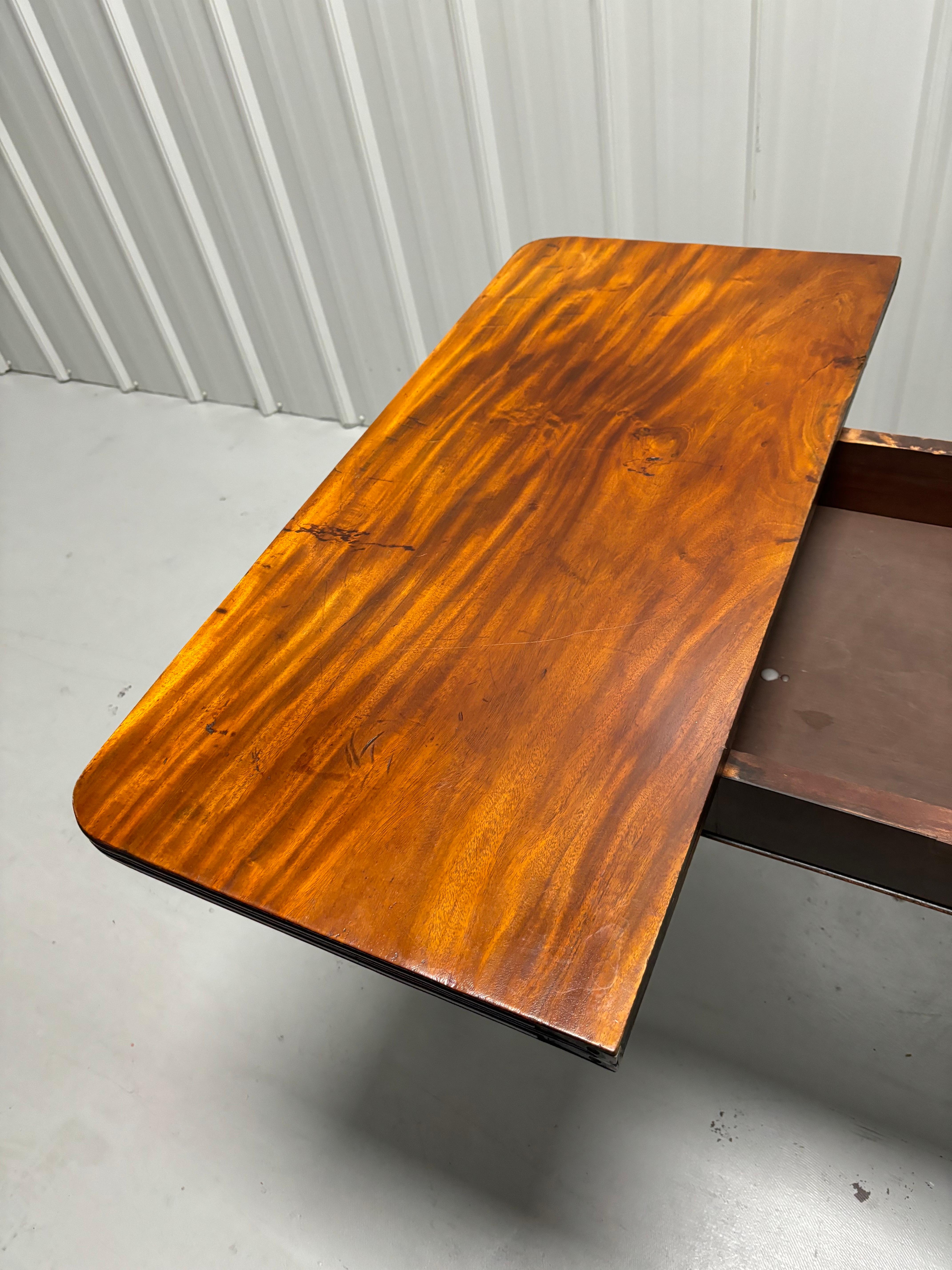 19th Century English Mahogany Game Table with Rope Twist Legs For Sale 5
