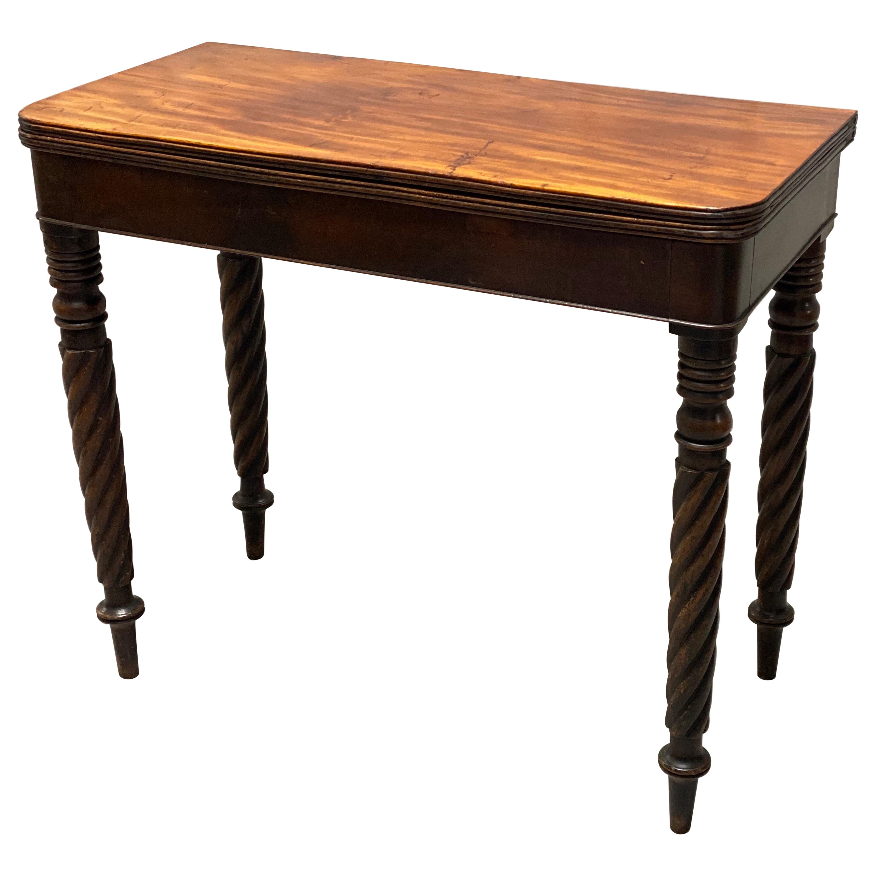 19th Century English Mahogany Game Table with Rope Twist Legs