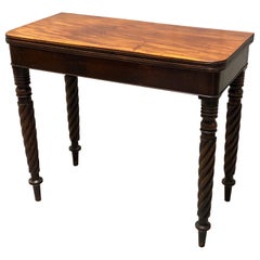 19th Century English Mahogany Game Table with Rope Twist Legs