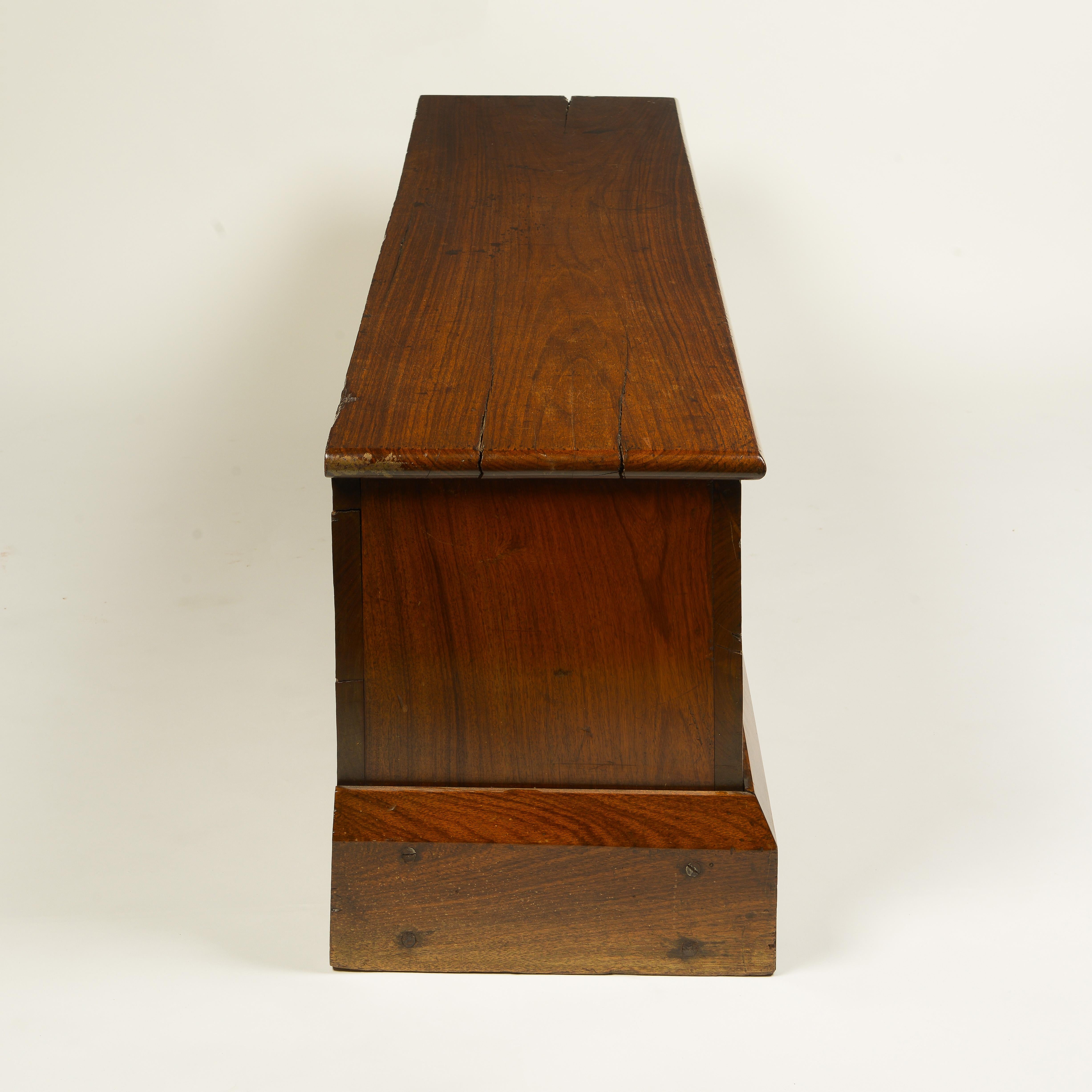 Of rectangular form with hinged lid; the reverse bearing inscription that chest was made for the East India Company, London, for the Paris Exhibition, most likely the World's Fair of 1867.