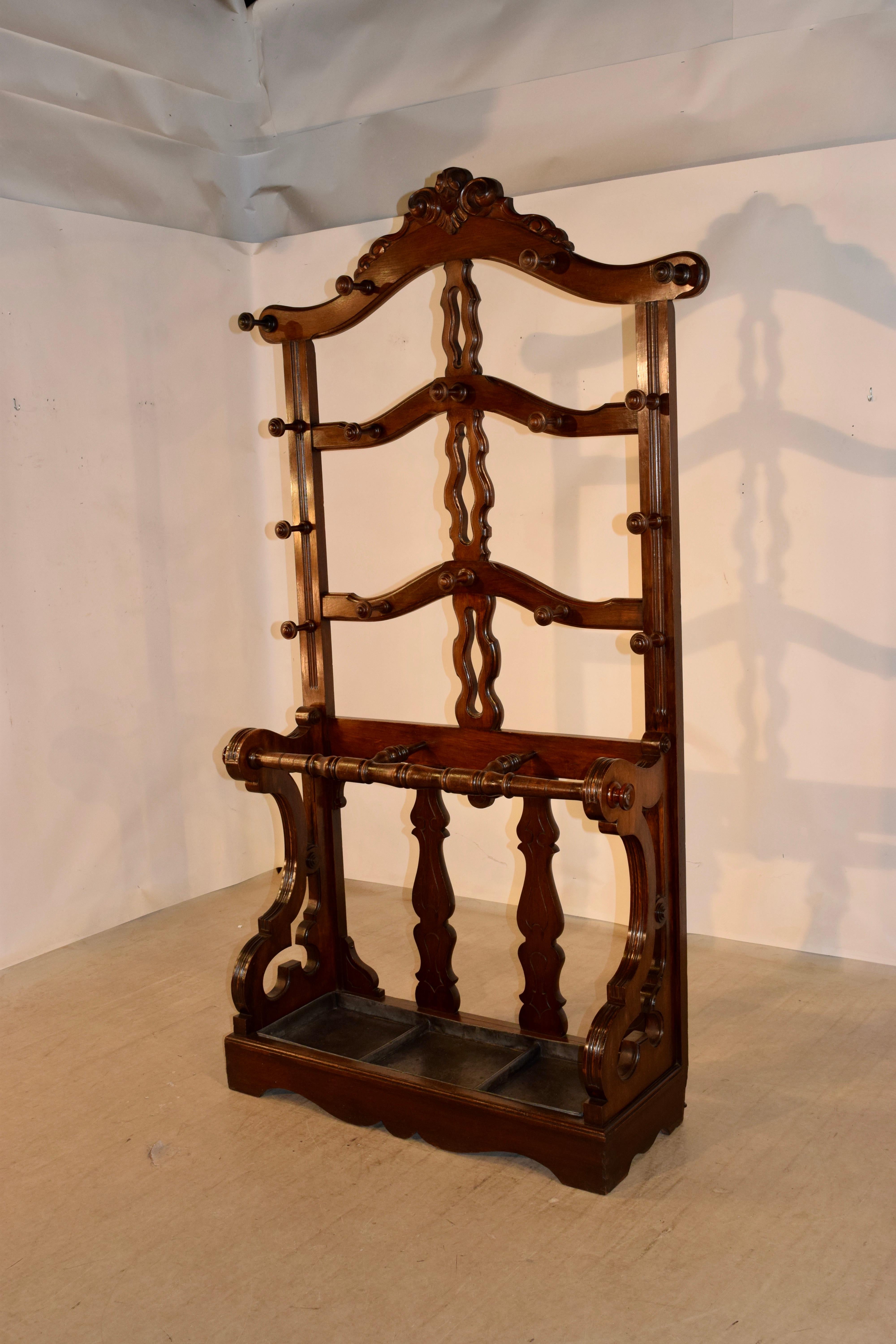 Victorian 19th Century English Mahogany Hall Stand For Sale