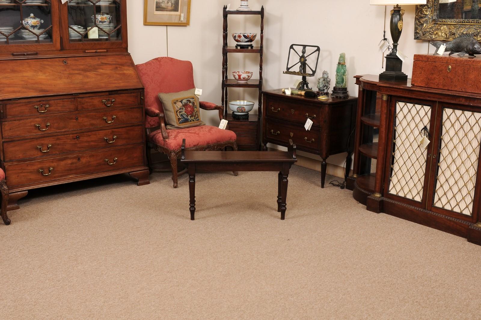 19th Century English Mahogany Hall / Window Bench with Handles 8