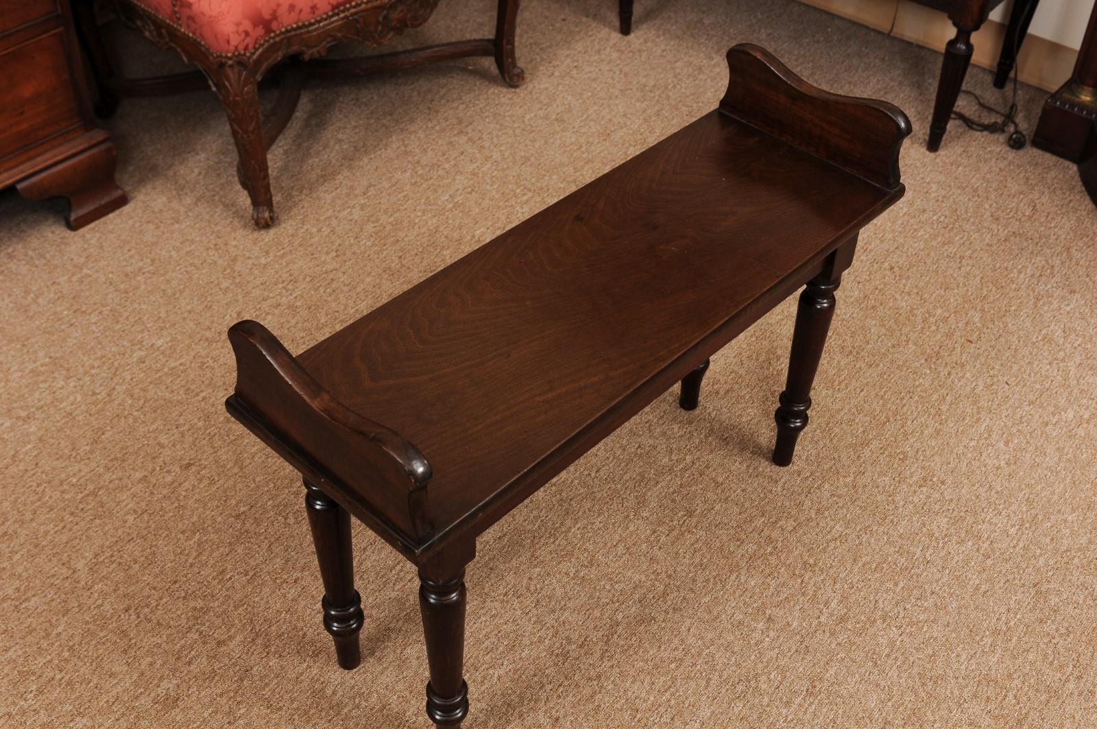  19th Century English Mahogany Hall / Window Bench with Handles For Sale 3