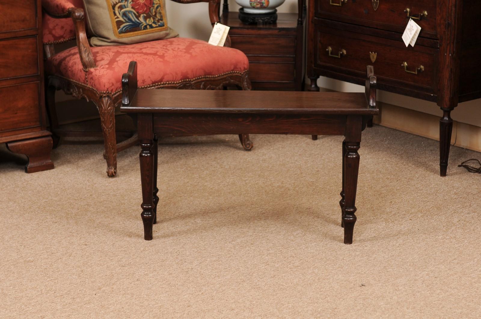  19th Century English Mahogany Hall / Window Bench with Handles For Sale 6