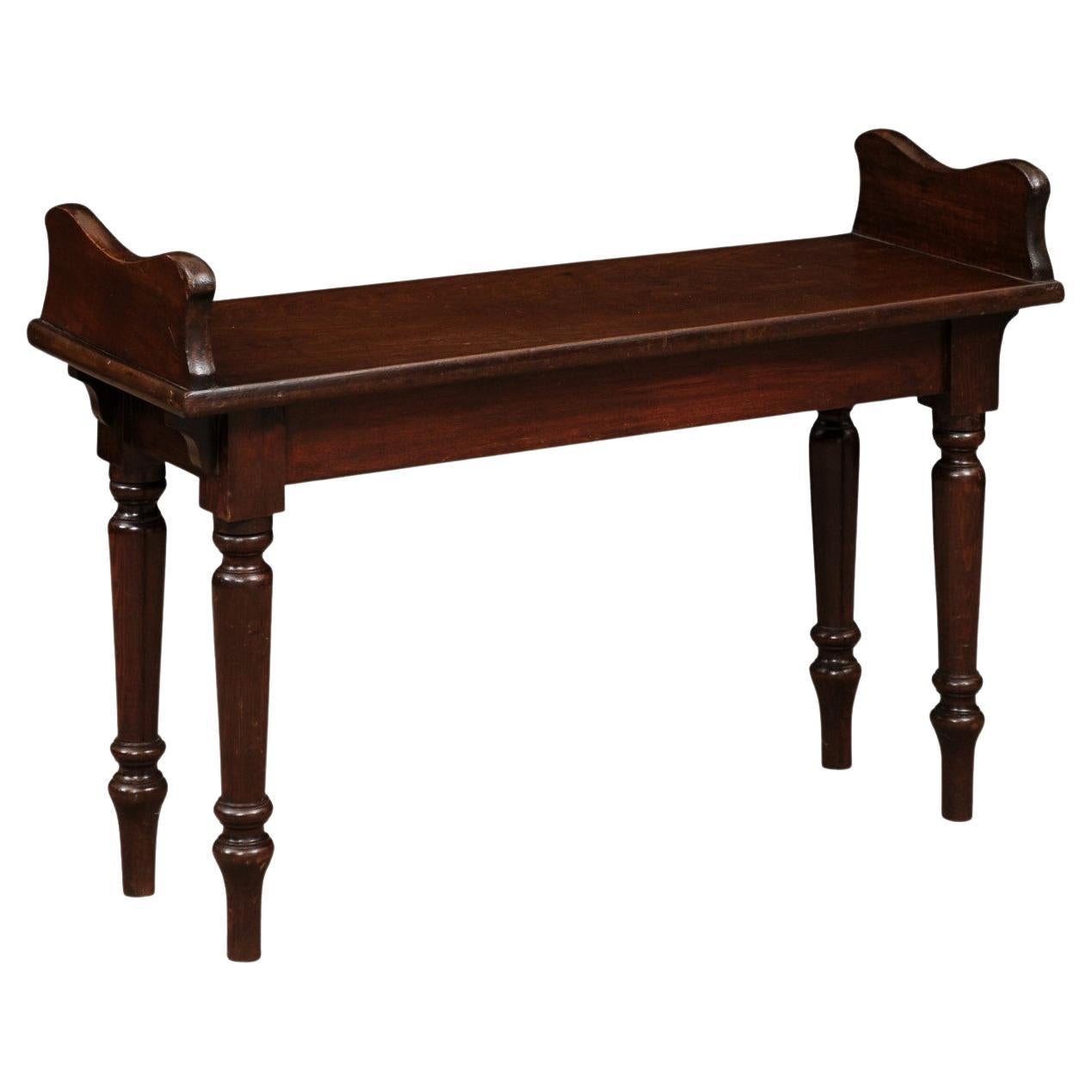  19th Century English Mahogany Hall / Window Bench with Handles For Sale