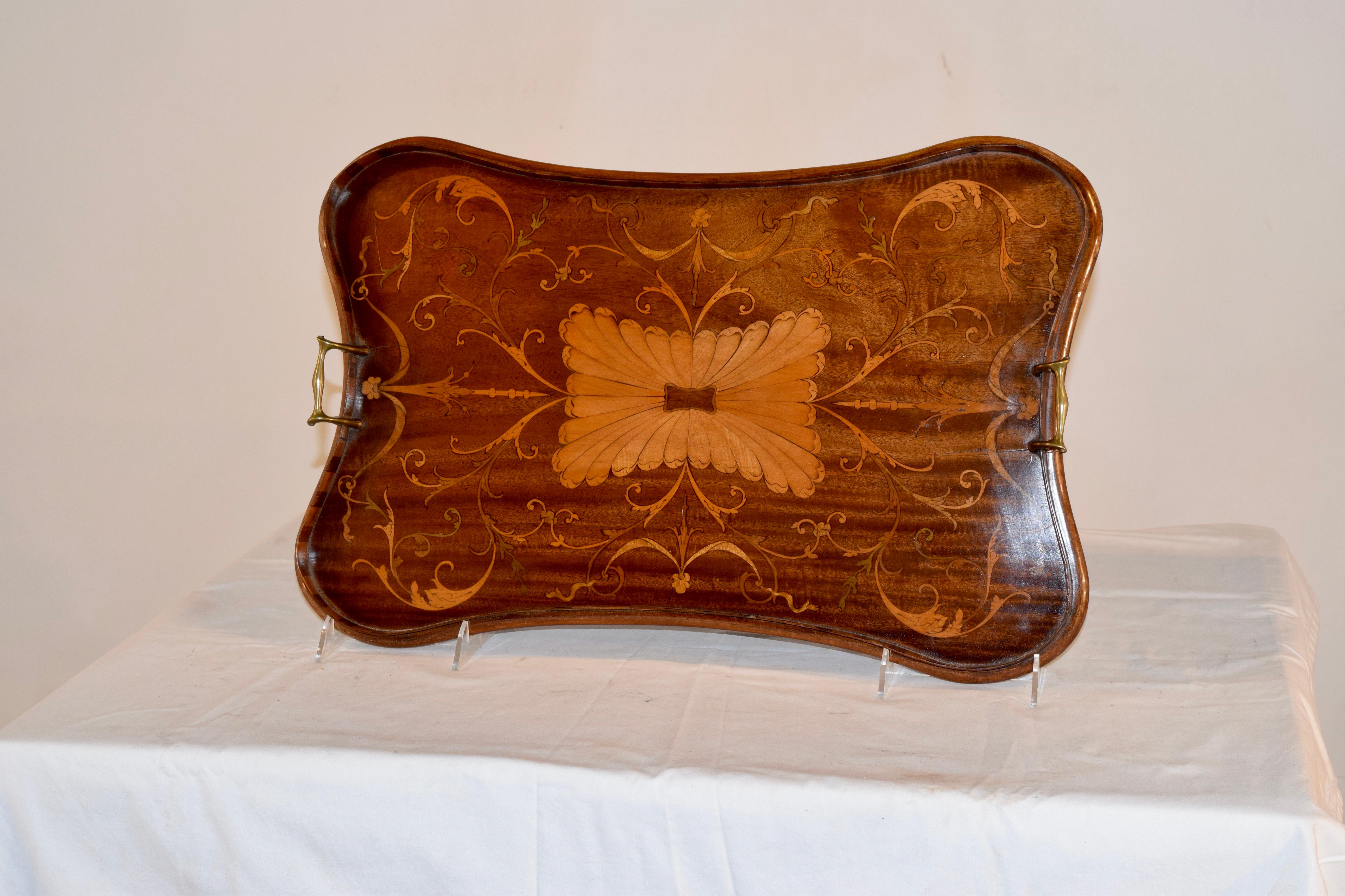 Georgian 19th Century English Mahogany Inlaid Serving Tray