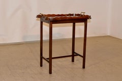 19th Century English Mahogany Inlaid Serving Tray on Stand