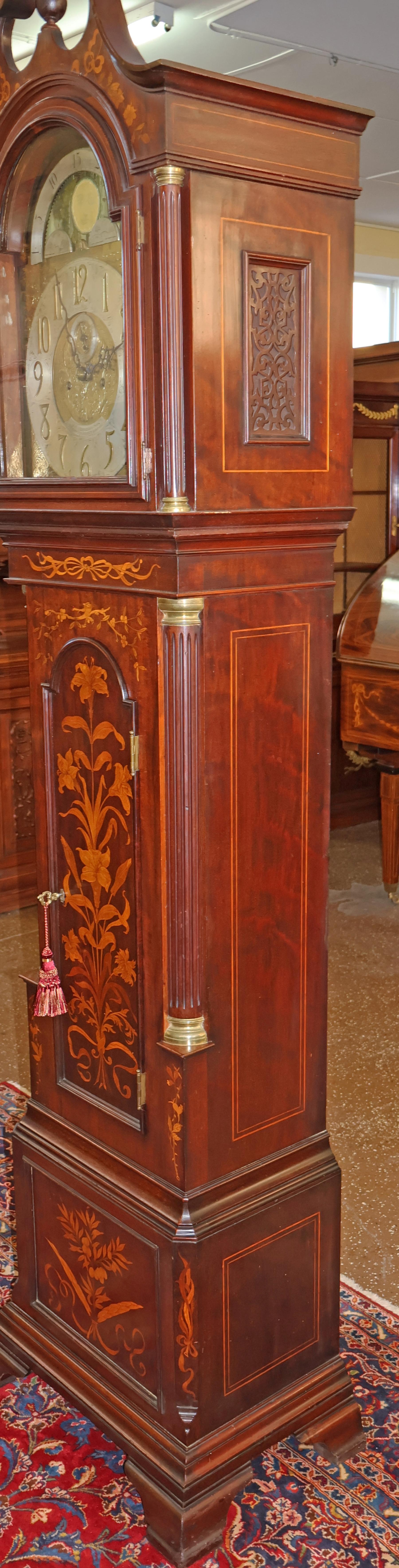 19th Century English Mahogany Inlaid Tall Case Grandfather Clock J.C ...