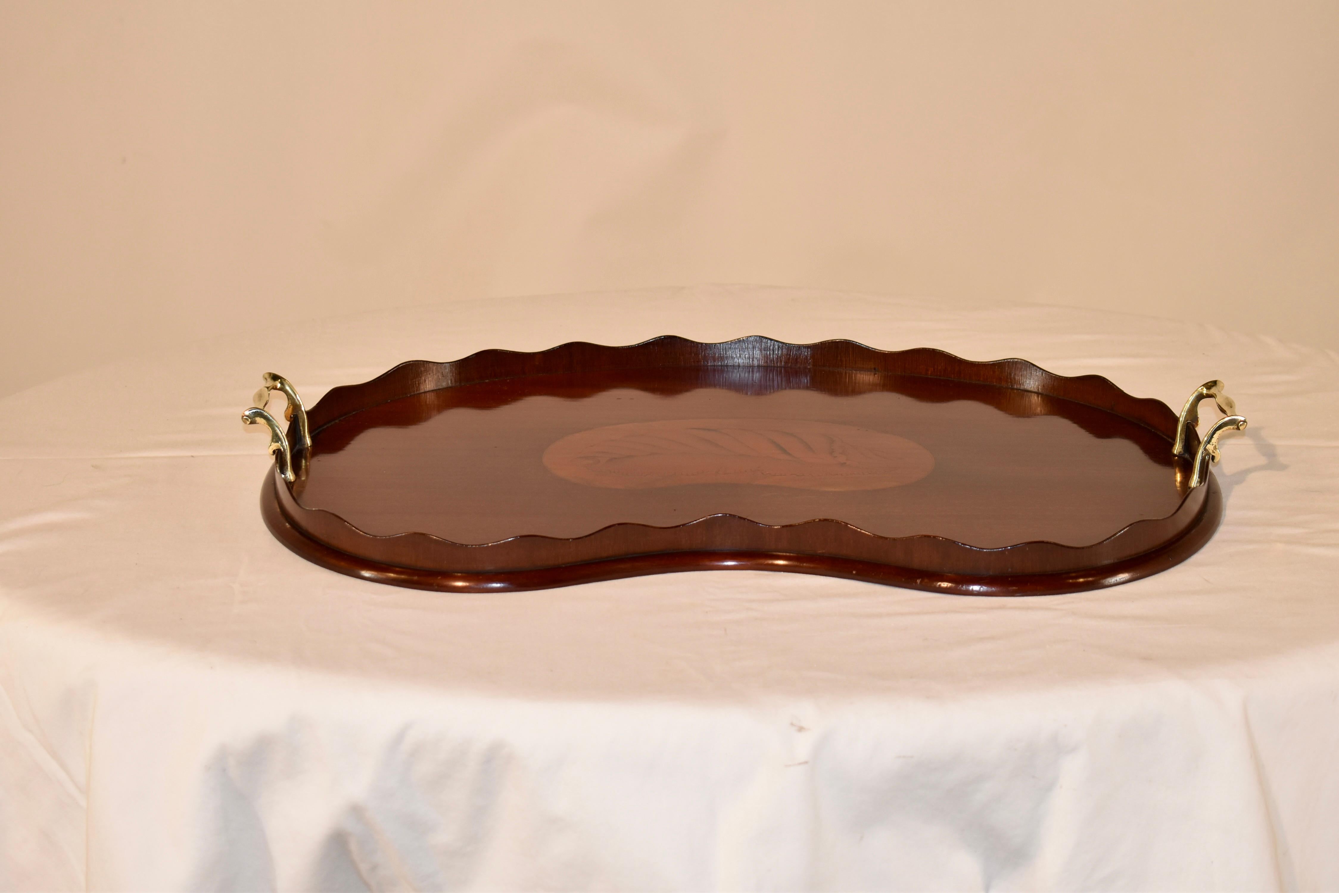 19th Century English Mahogany Inlaid Tray For Sale 8