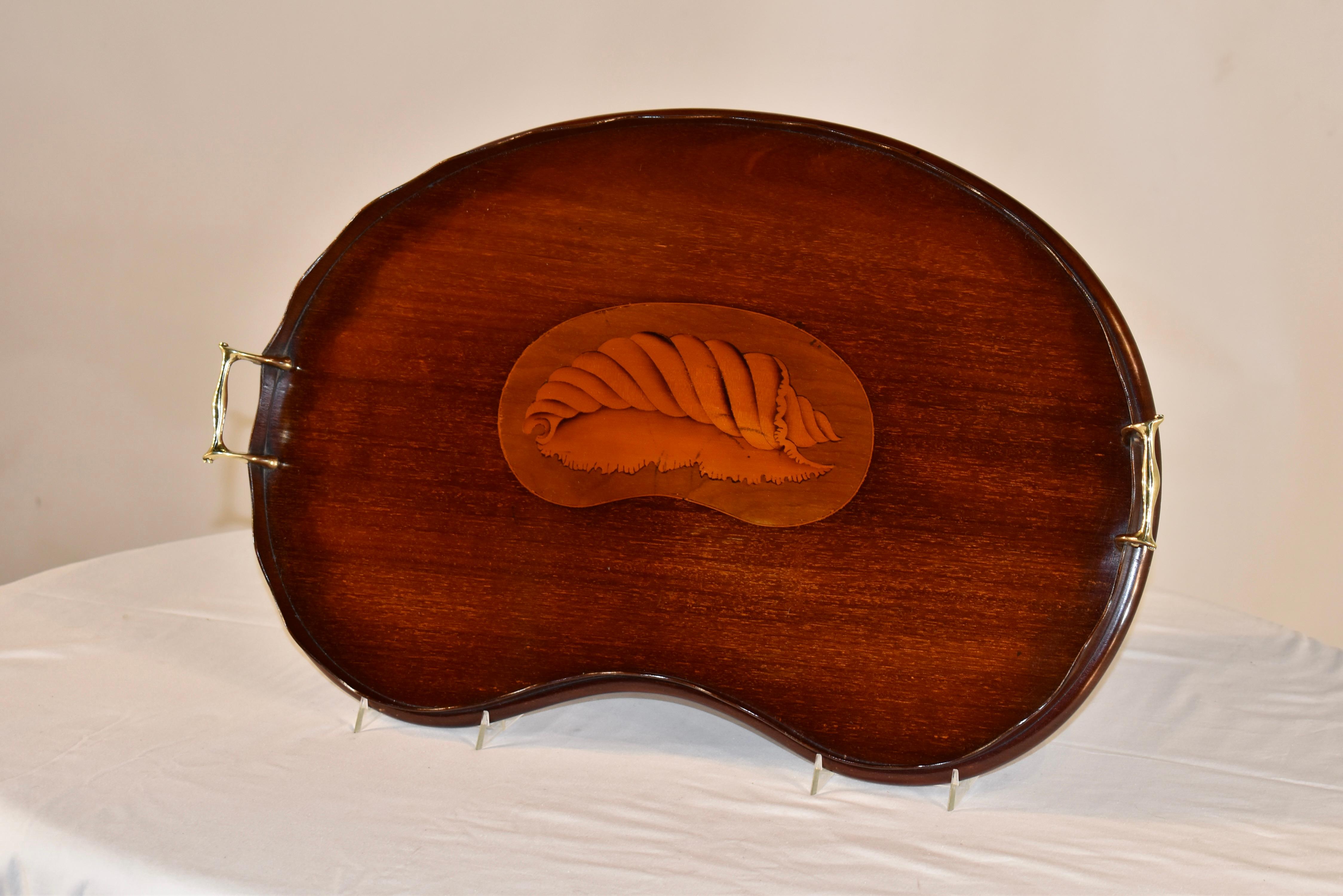 Early Victorian 19th Century English Mahogany Inlaid Tray For Sale