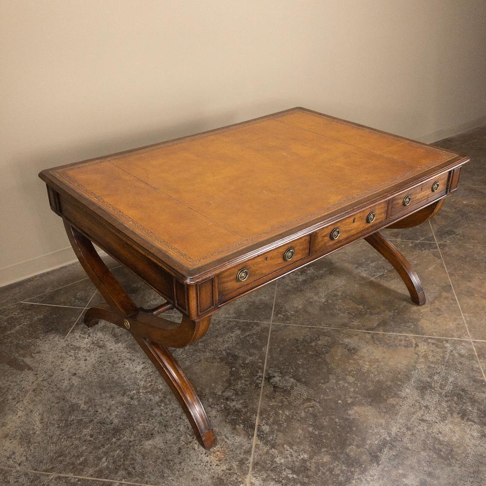 Sheraton 19th Century English Mahogany Leather Top Desk