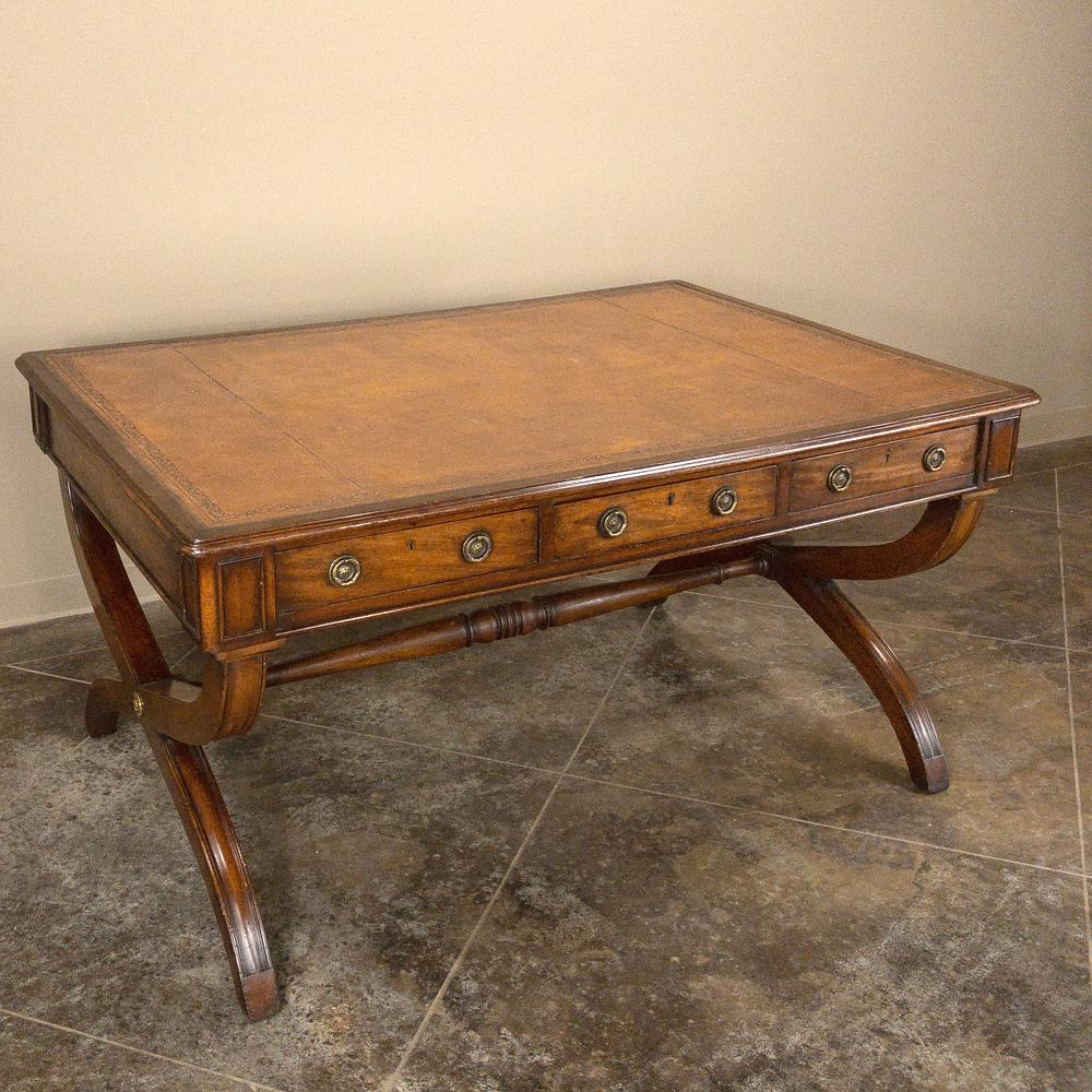 Hand-Crafted 19th Century English Mahogany Leather Top Desk