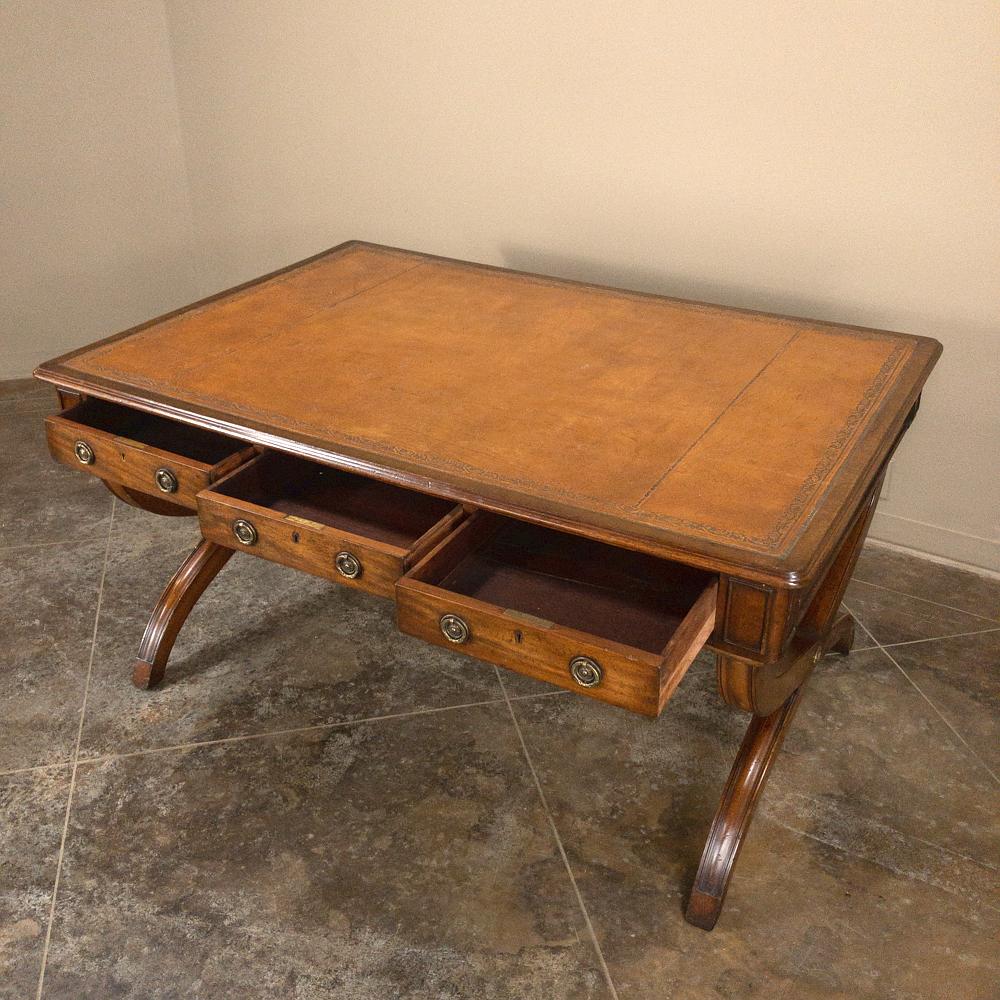 19th Century English Mahogany Leather Top Desk 1