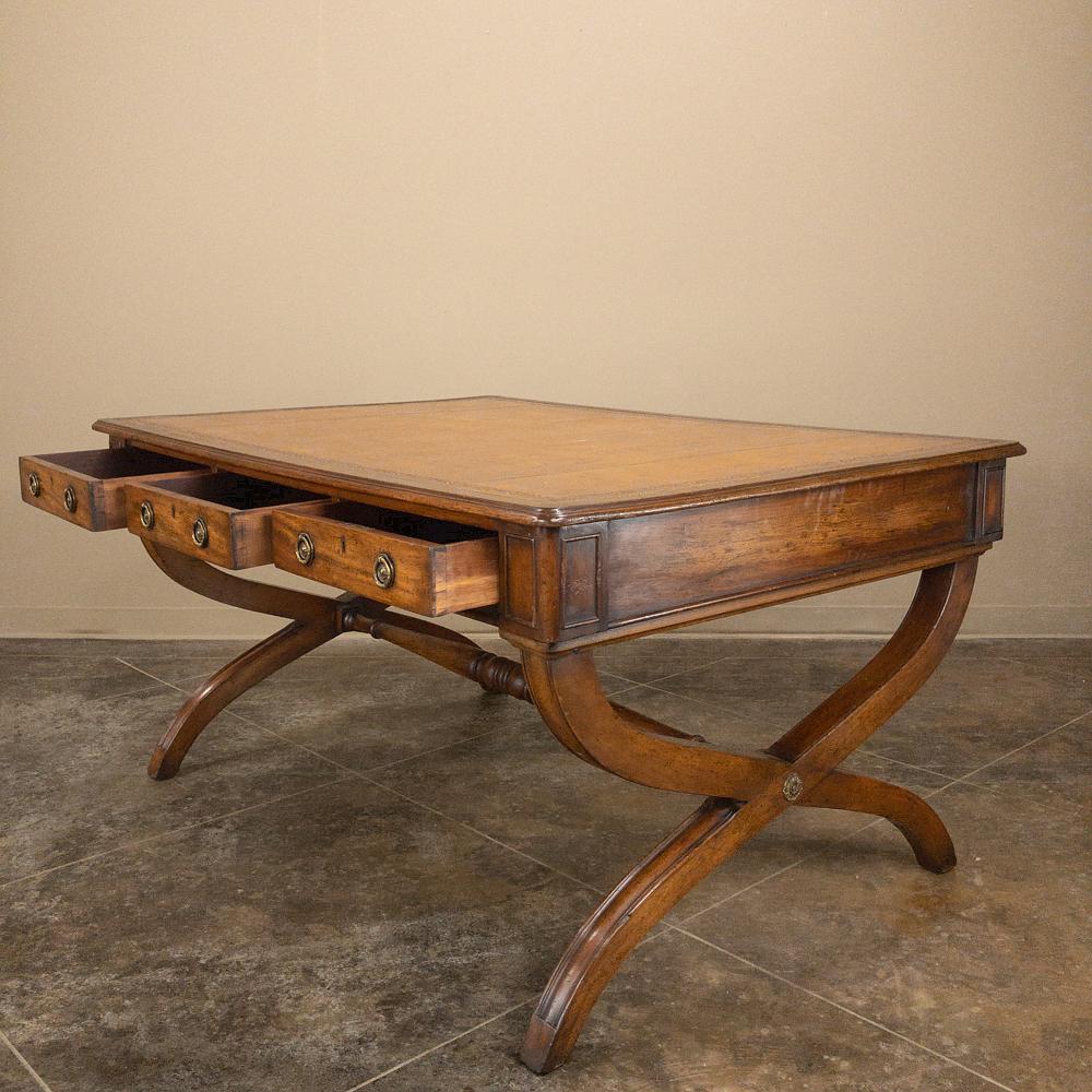 19th Century English Mahogany Leather Top Desk 3