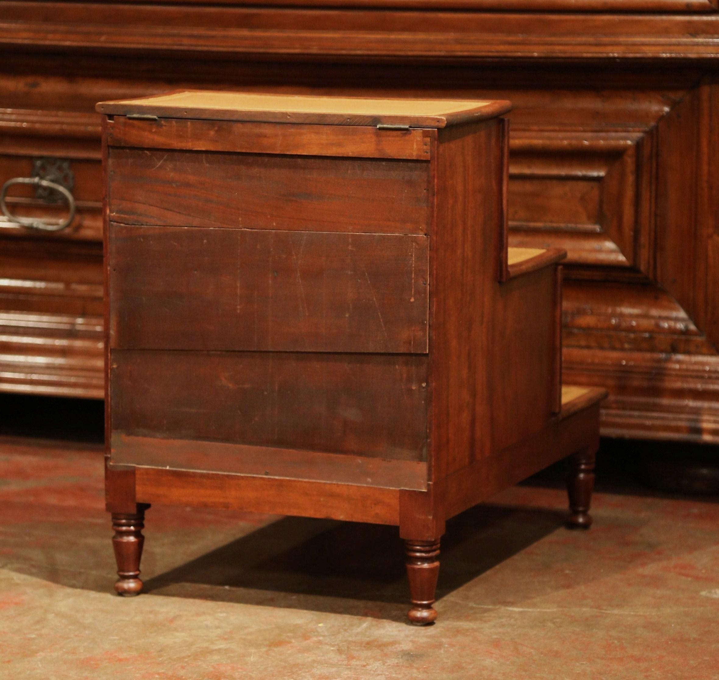 19th Century English Mahogany and Leather Library Step Ladder with Storage 8