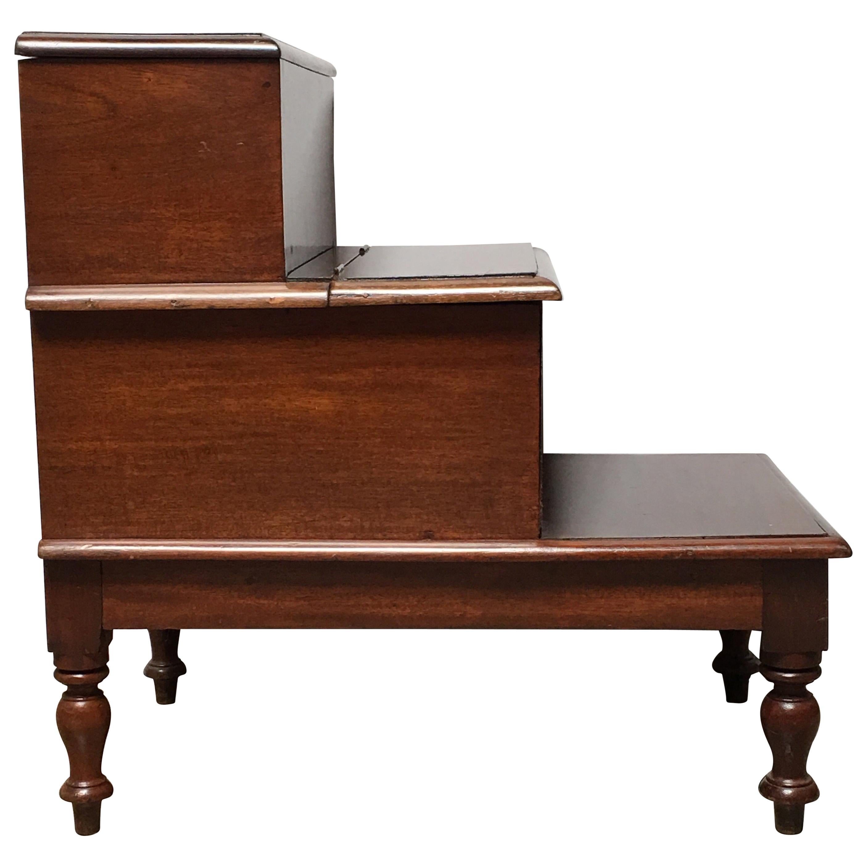 19th Century English Mahogany Library Steps