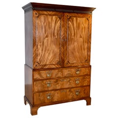 19th Century English Mahogany Linen Press
