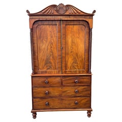 19th Century English Mahogany Linen Press