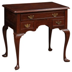 19th Century English Mahogany Lowboy with 3 Drawers & Pad Feet