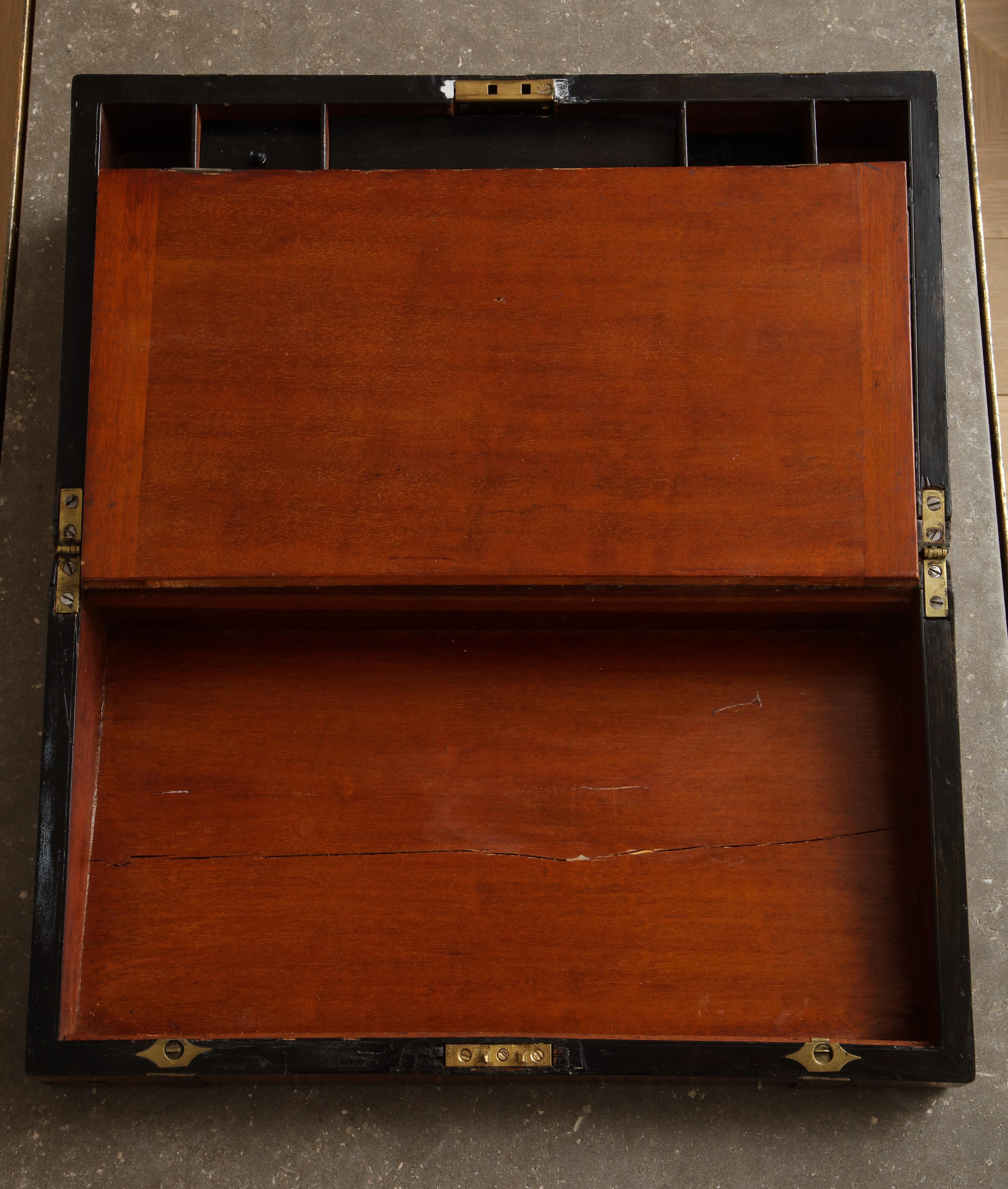 19th Century English Mahogany Campaign Writing Box 1
