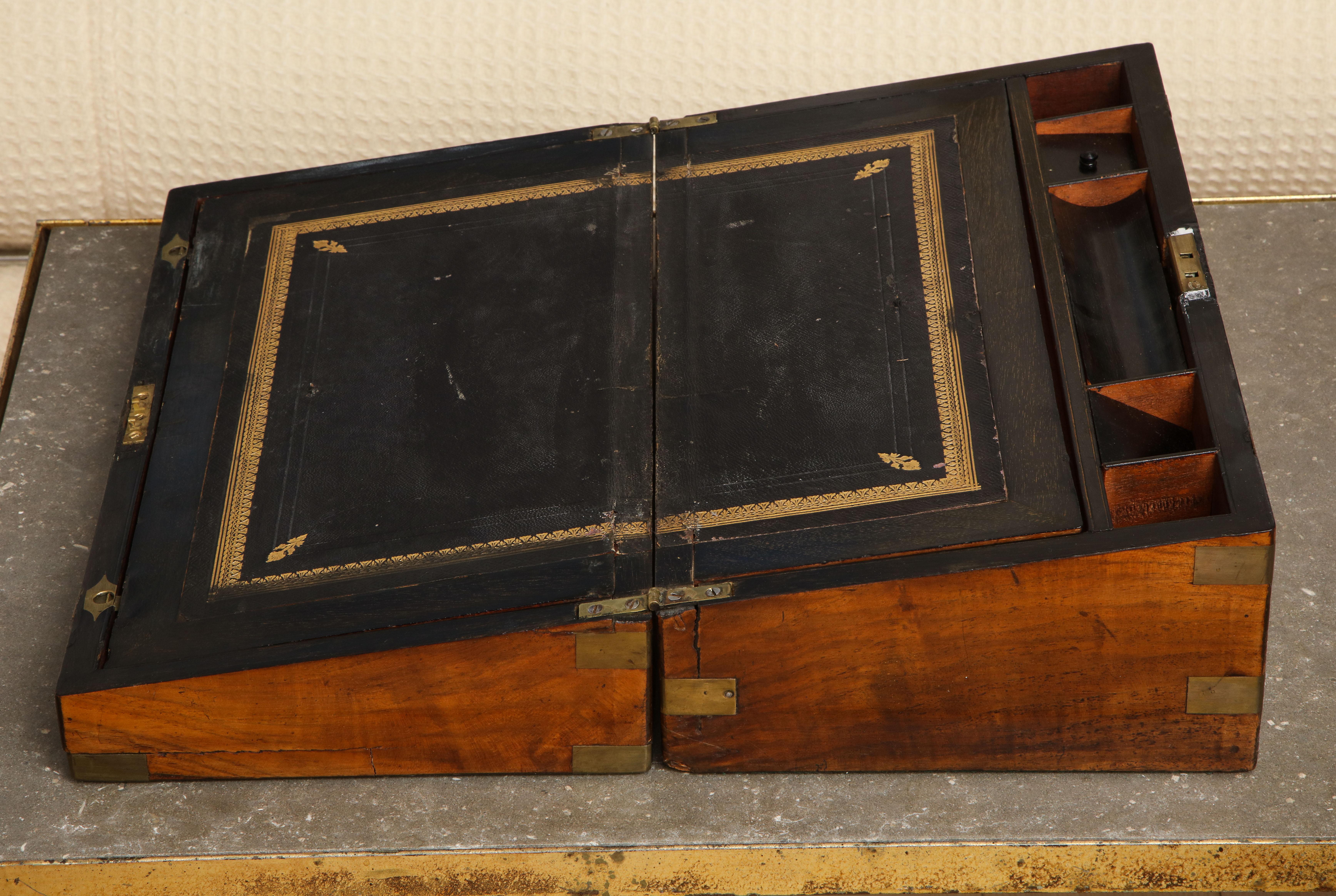 19th Century English Mahogany Campaign Writing Box 3