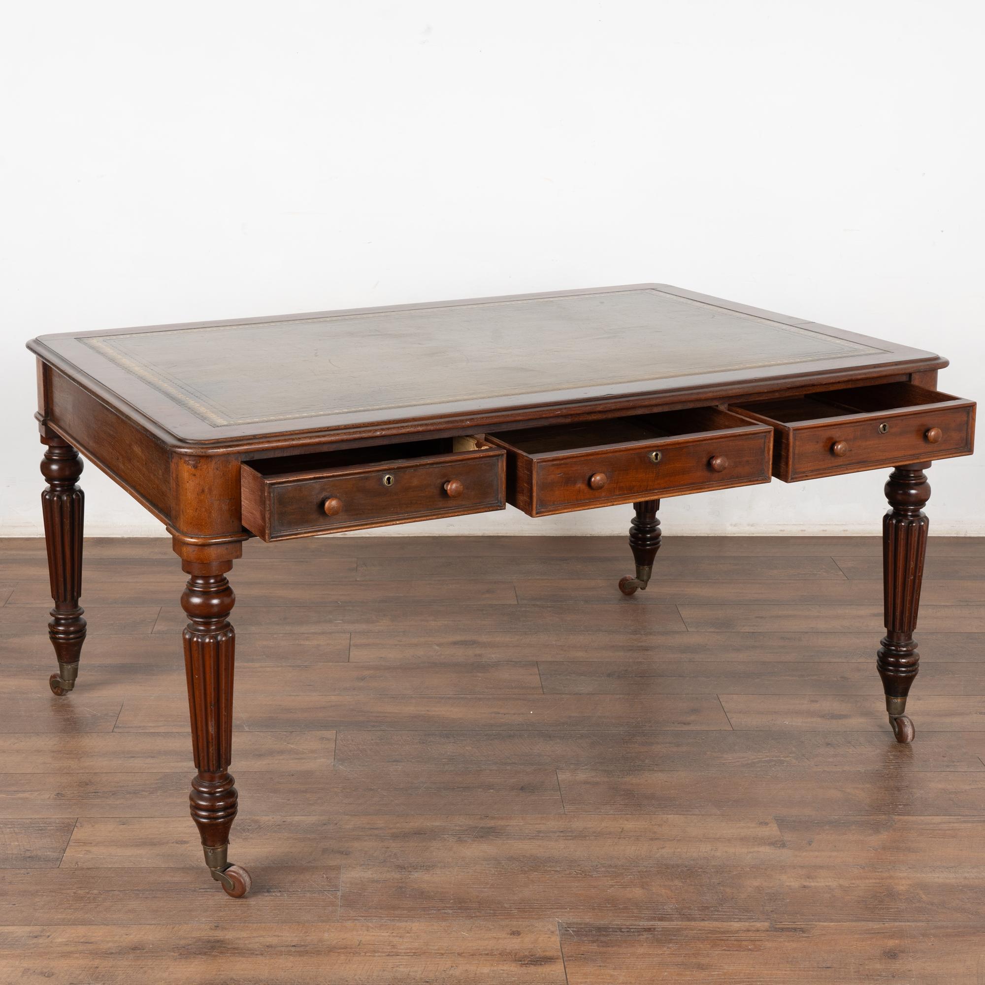 19th Century English Mahogany Partners Desk 7